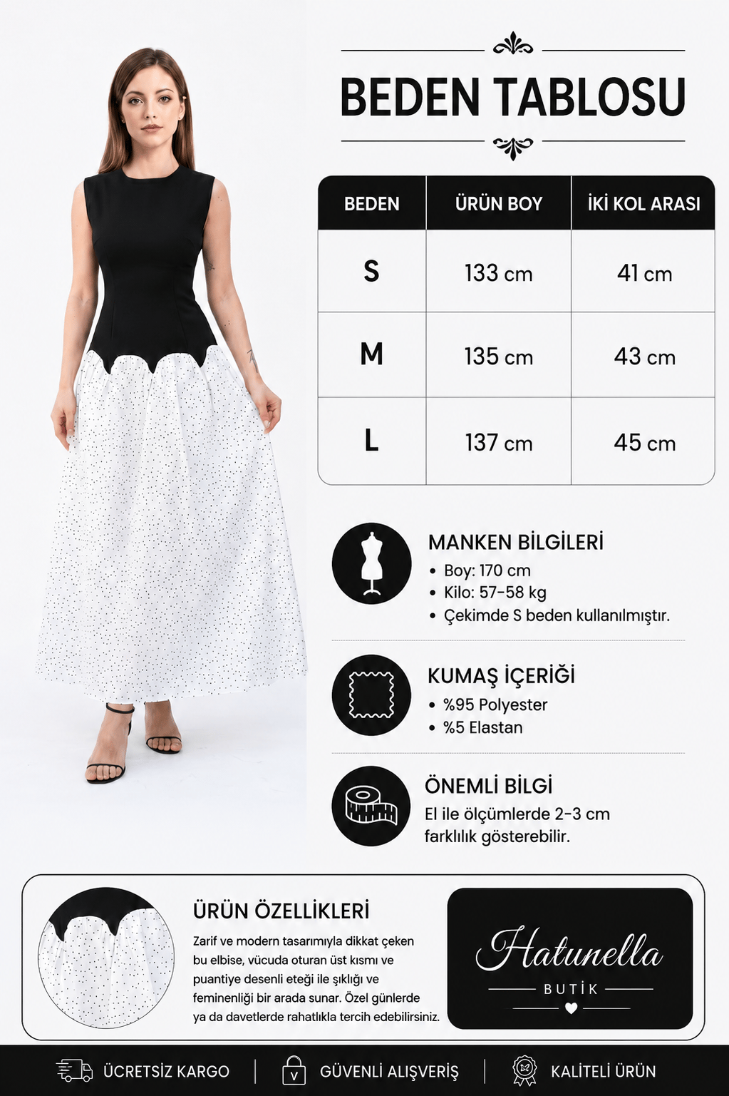 Siyah Puantiyeli Belden Oturtmalı Elbise