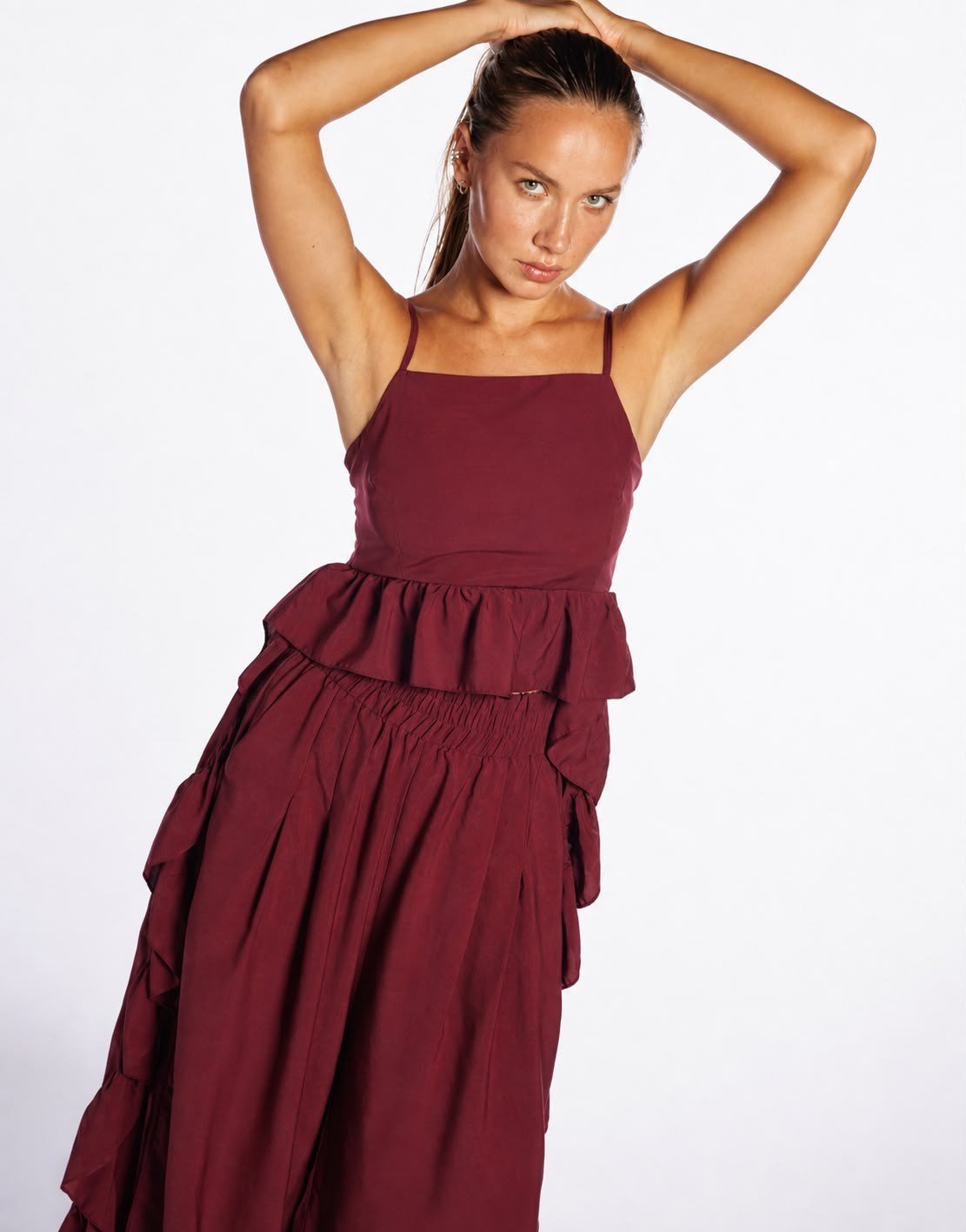 Virginia Bordo Crop Elbise