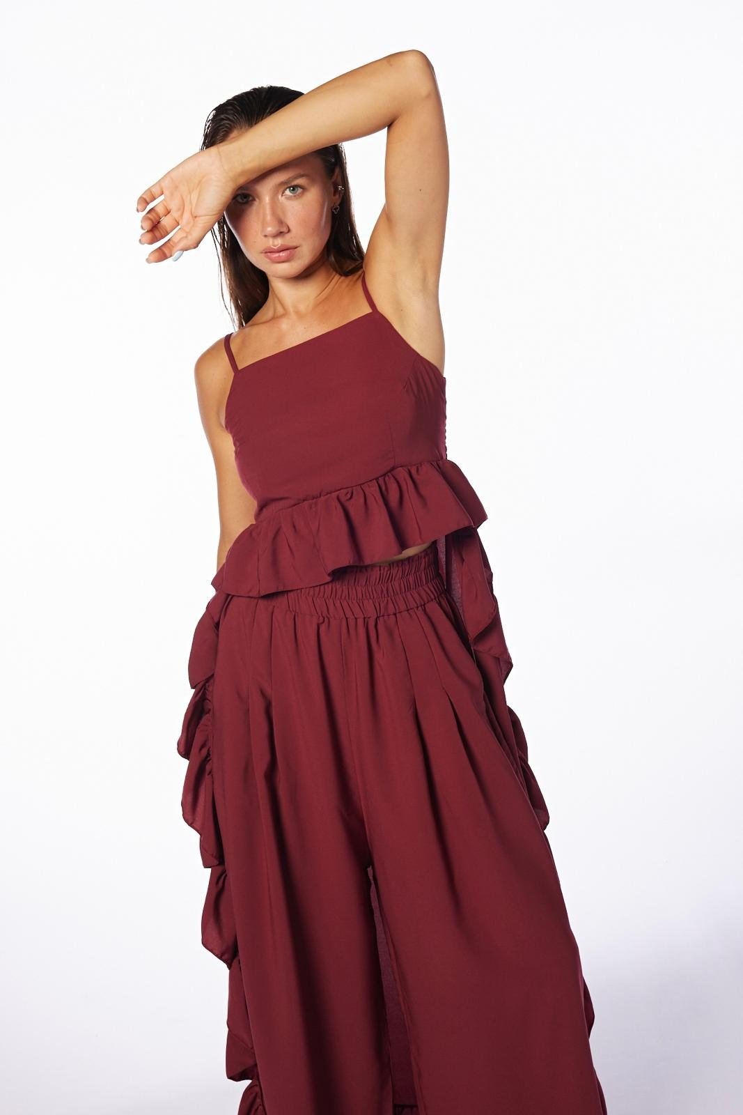 Virginia Bordo Crop Elbise