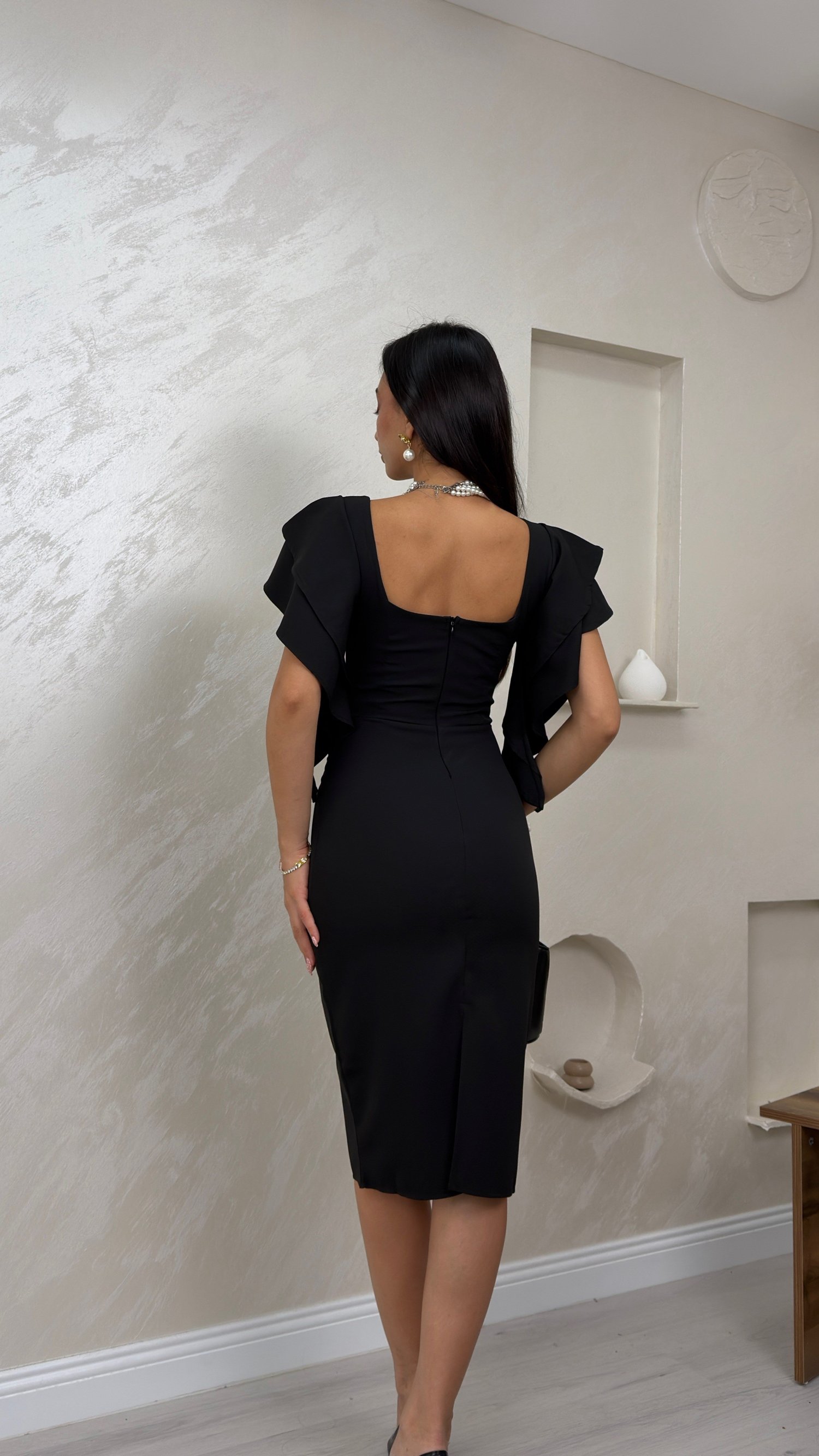 ANTONELLA SİYAH RENKLİ ELEGANT KADIN ELBİSE