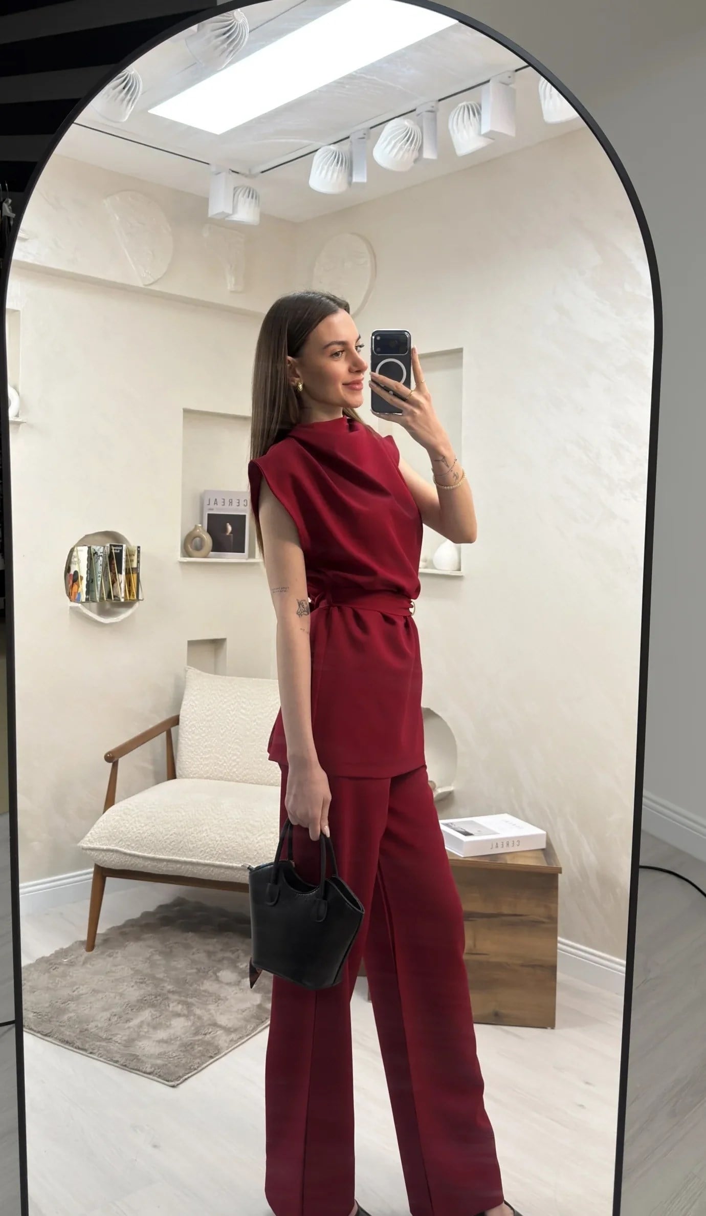 BROŞ KUŞAKLI VATKALI TAKIM- BORDO