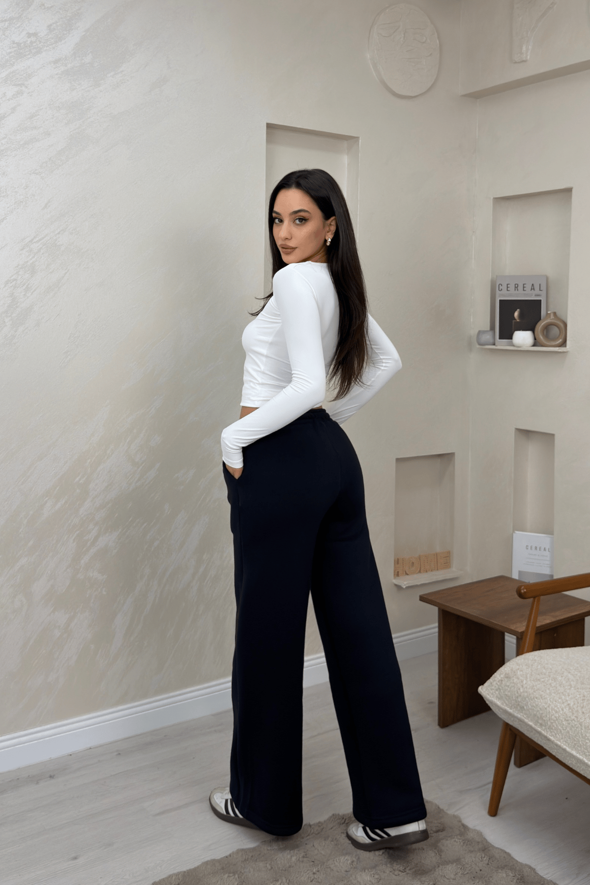 Celeste Lacivert Renkli Bol Paça Beli Lastikli Kadın Eşofman Altı | miraylawear