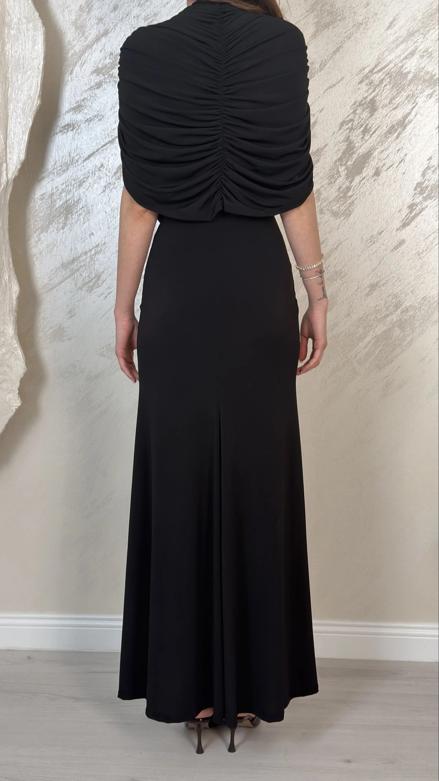 DRAPE DETAYLI DAVET ELBSESİ-SİYAH