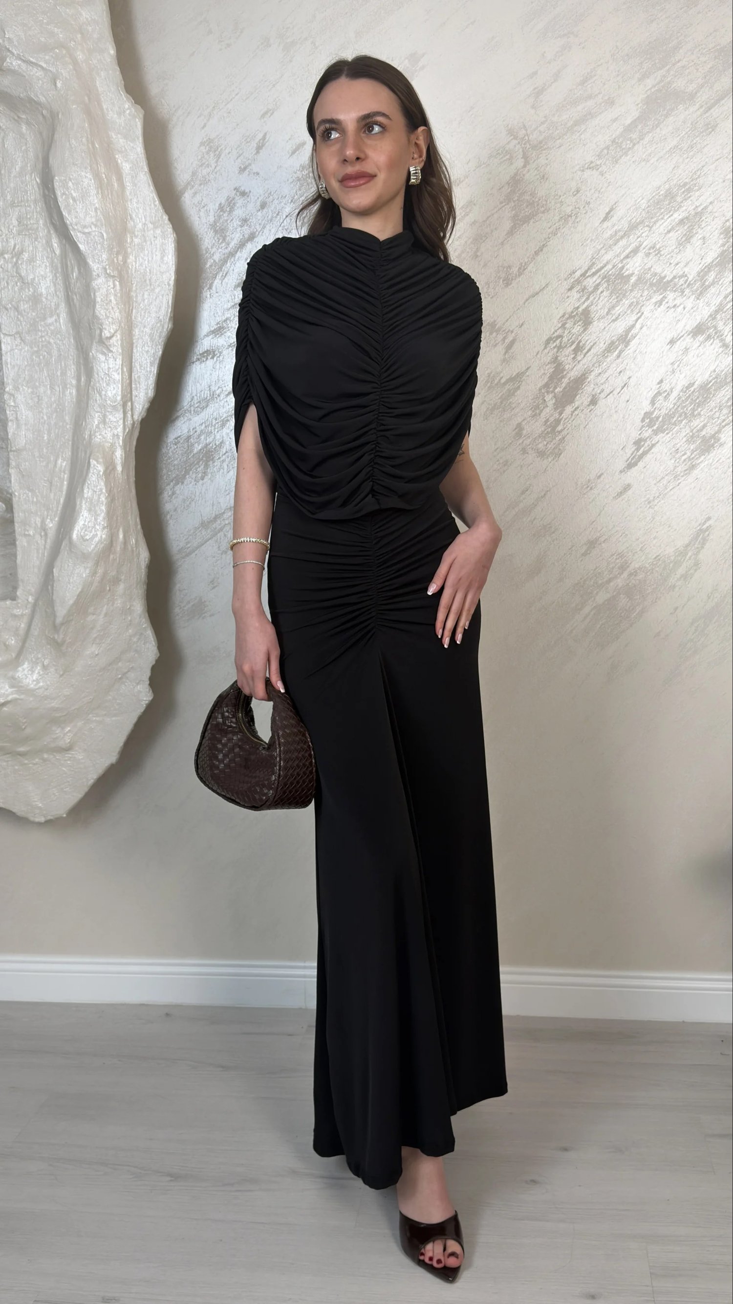 DRAPE DETAYLI DAVET ELBSESİ-SİYAH