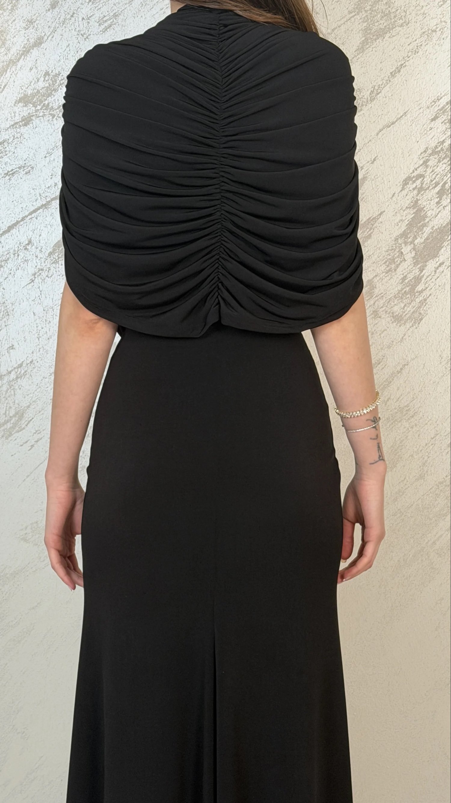 DRAPE DETAYLI DAVET ELBSESİ-SİYAH