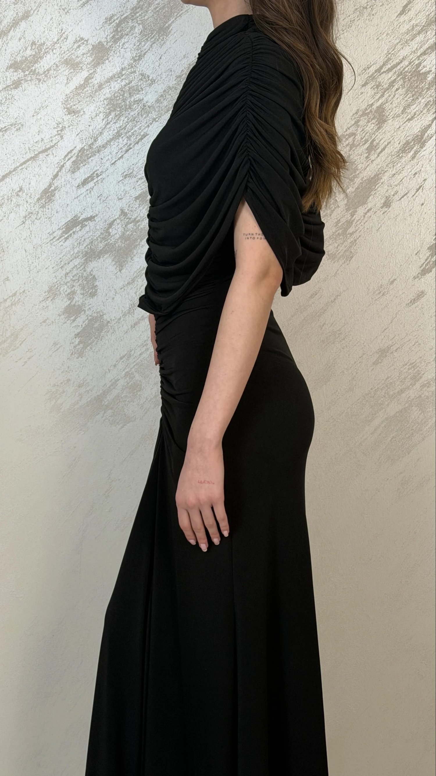 DRAPE DETAYLI DAVET ELBSESİ-SİYAH