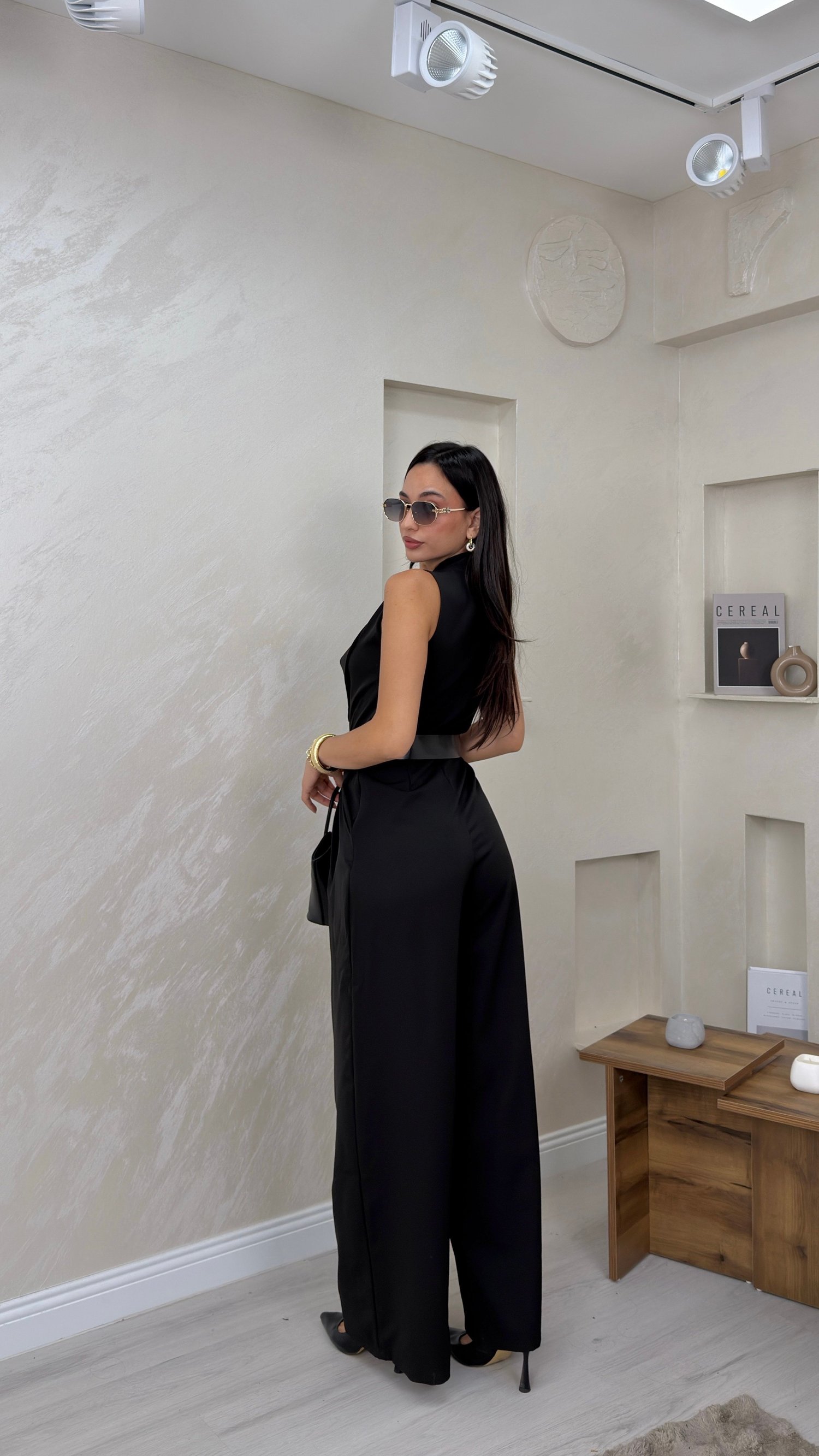 MAYA SİYAH RENKLİ KEMER DETAYLI KADIN ALT - ÜST TAKIM
