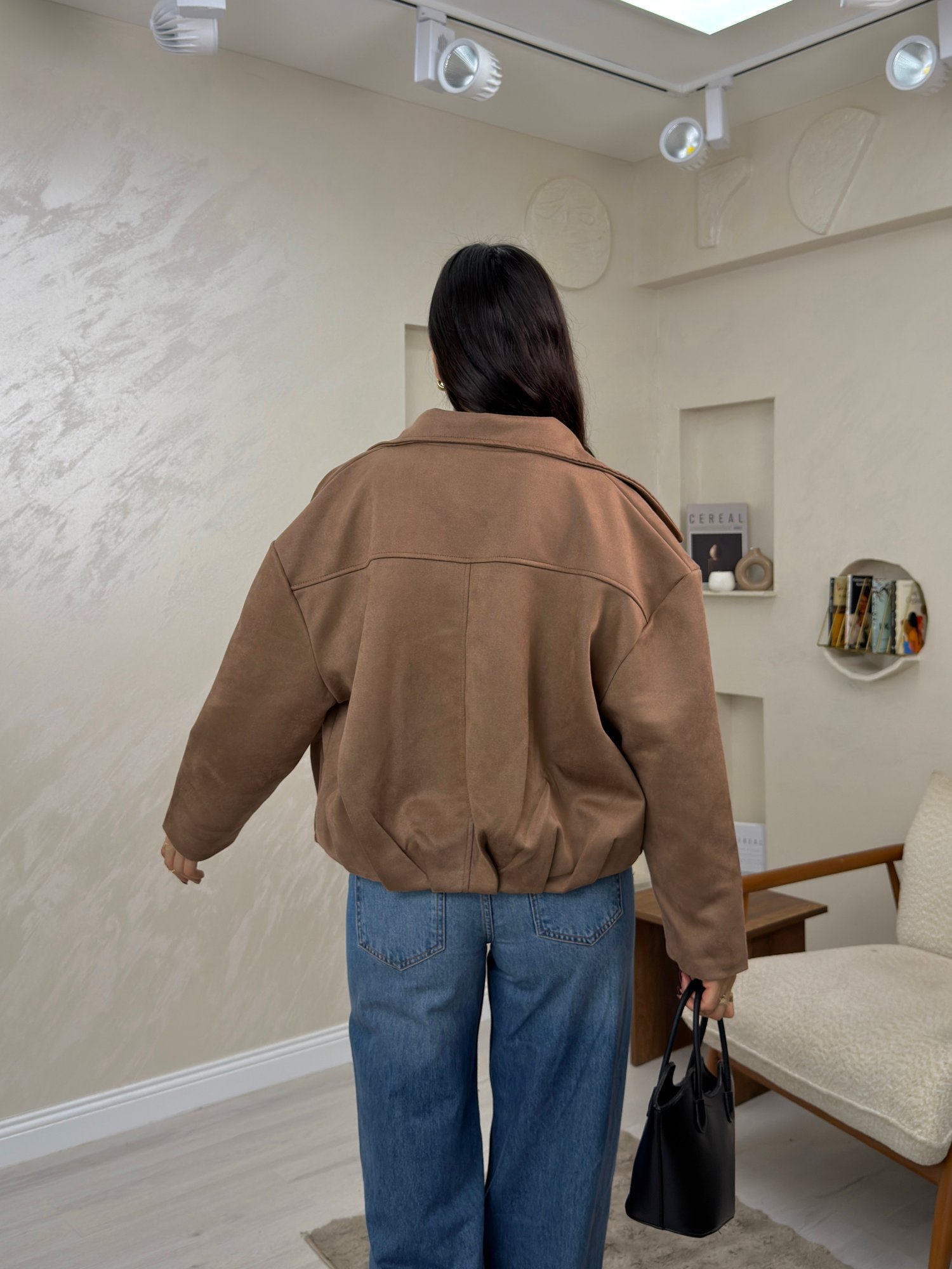 Merina Camel Renkli Dik Yaka Düğmeli Kadın Mont | miraylawear