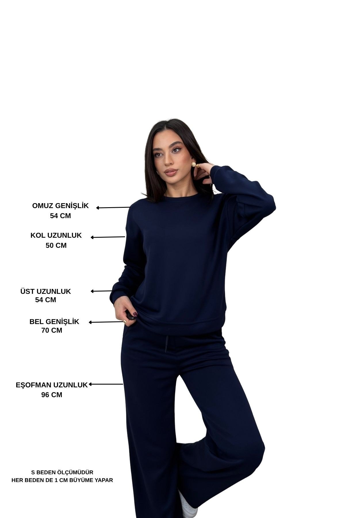 Misty Lacivert Renkli Bisiklet Yaka Bol Paca Kadın Alt Üst Takım | miraylawear