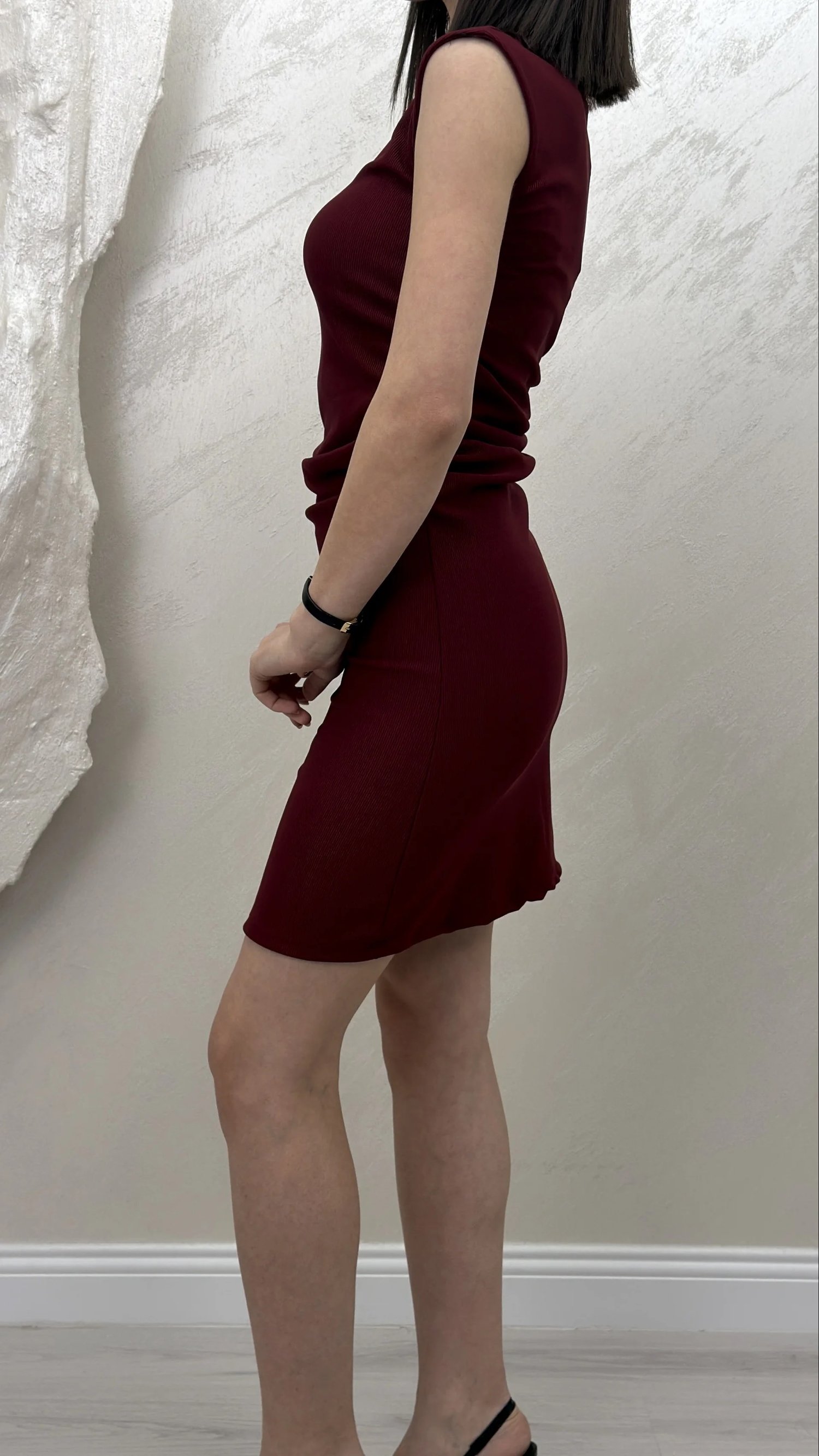 OTTOMAN MİNİ ELBİSE -BORDO