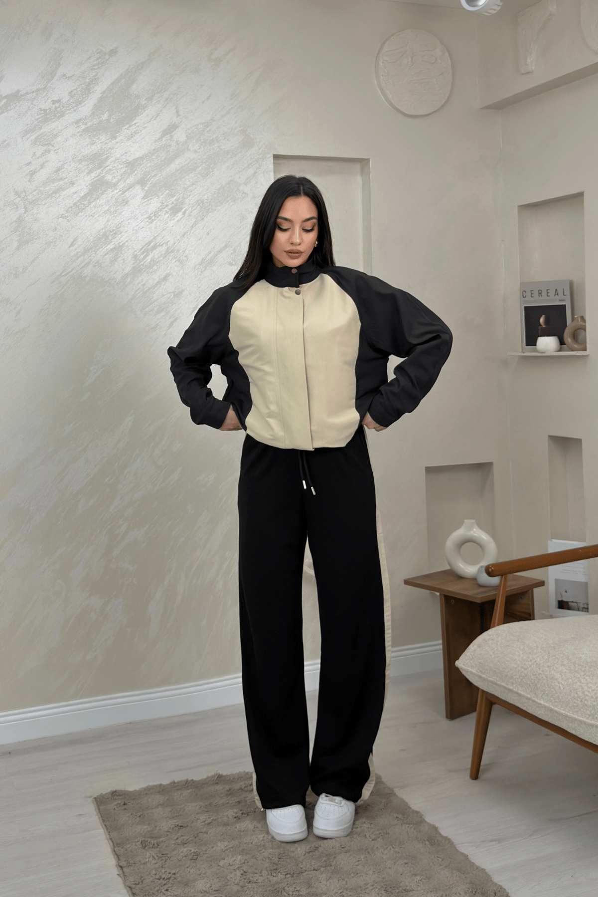 Romeo Siyah Renkli Fermuarlı Eşofman Takımı | miraylawear