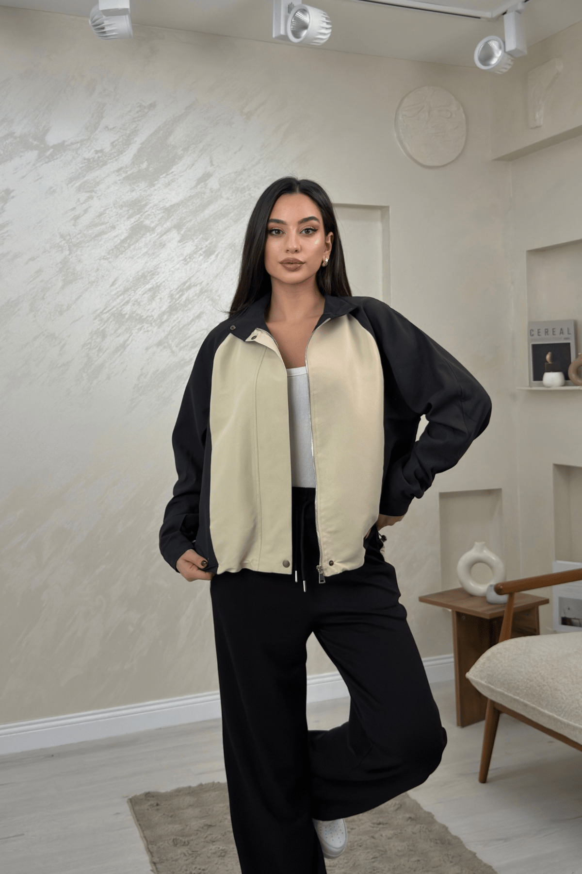 Romeo Siyah Renkli Fermuarlı Eşofman Takımı | miraylawear
