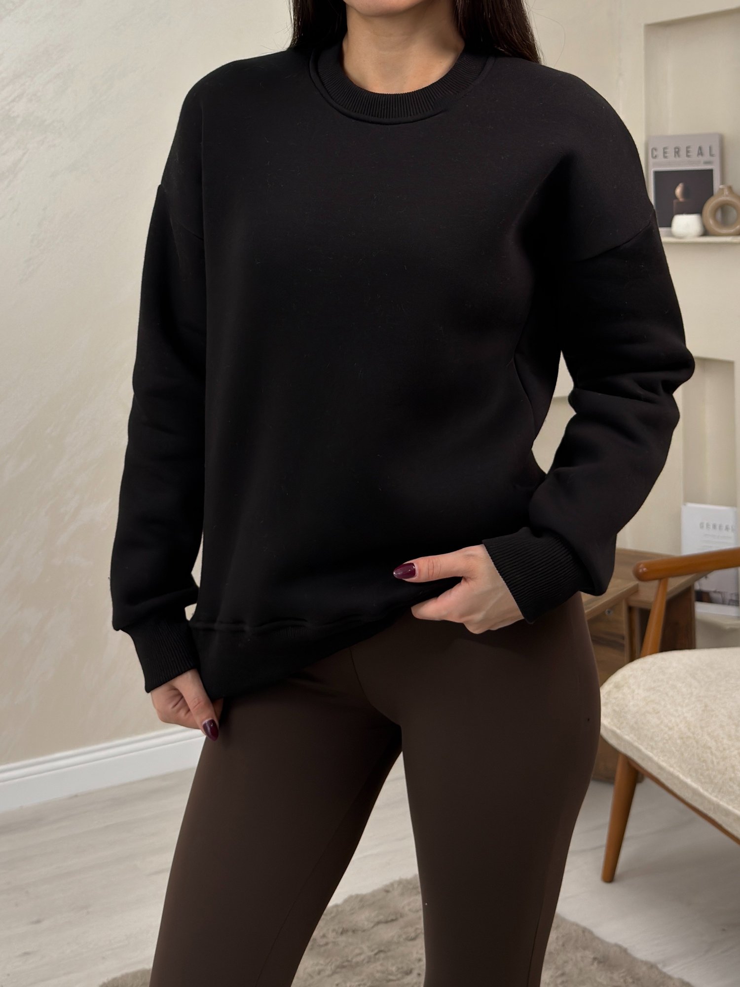 Willow Siyah Renkli Yuvarlak Yaka Kadın Sweatshirt | miraylawear