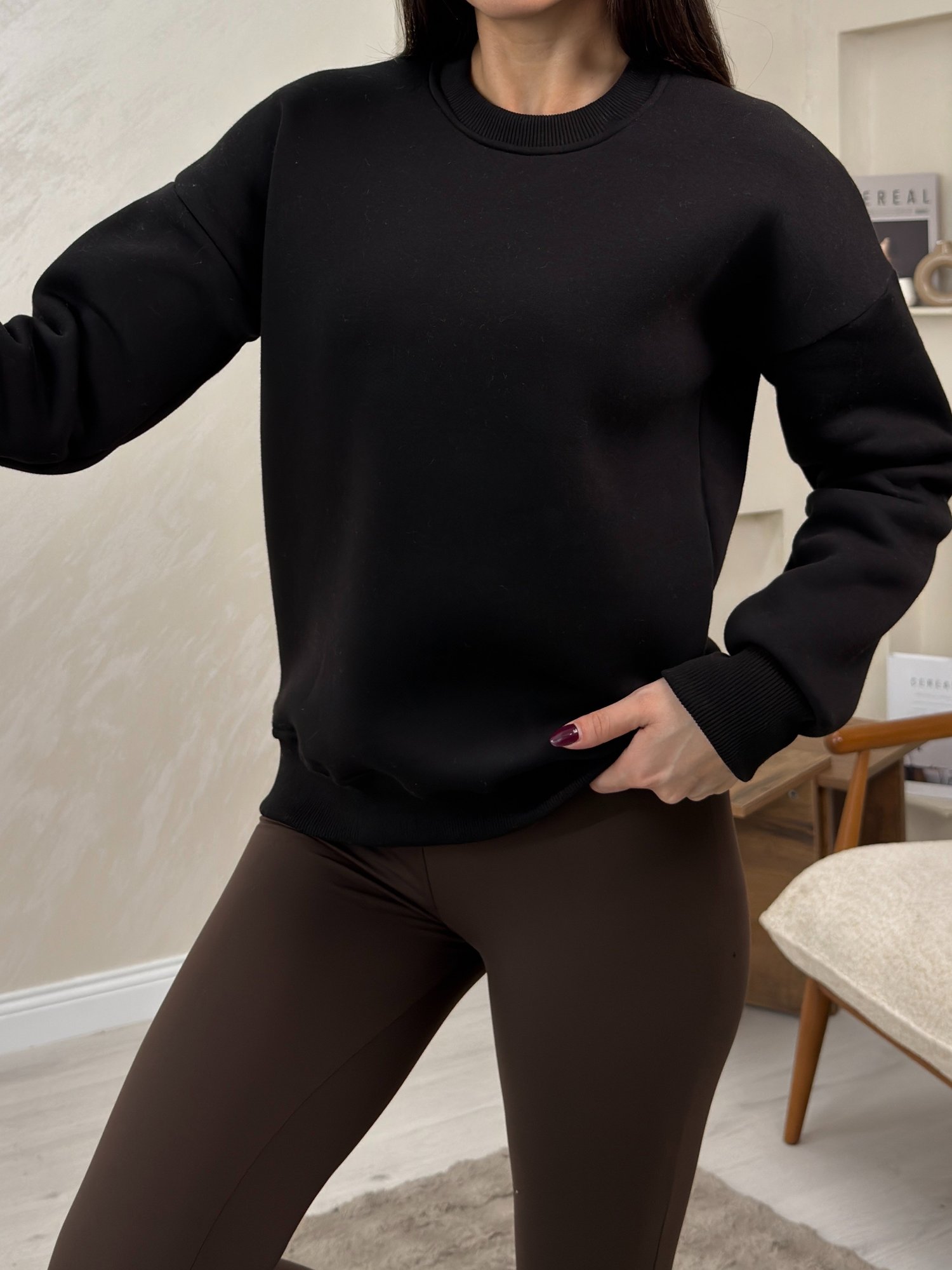 Willow Siyah Renkli Yuvarlak Yaka Kadın Sweatshirt | miraylawear