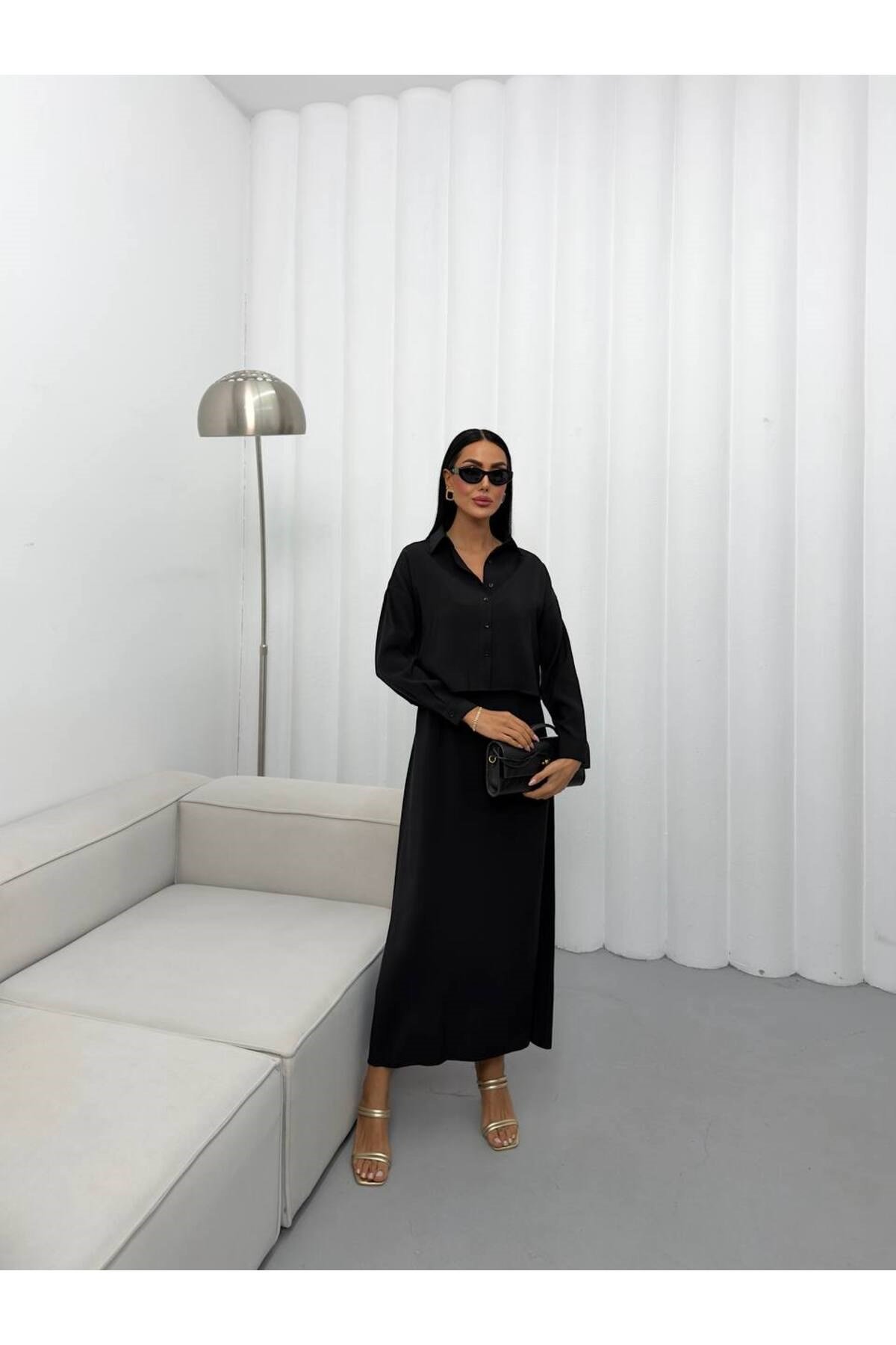 Askılı Elbise Gömlek İkili Modal Takım