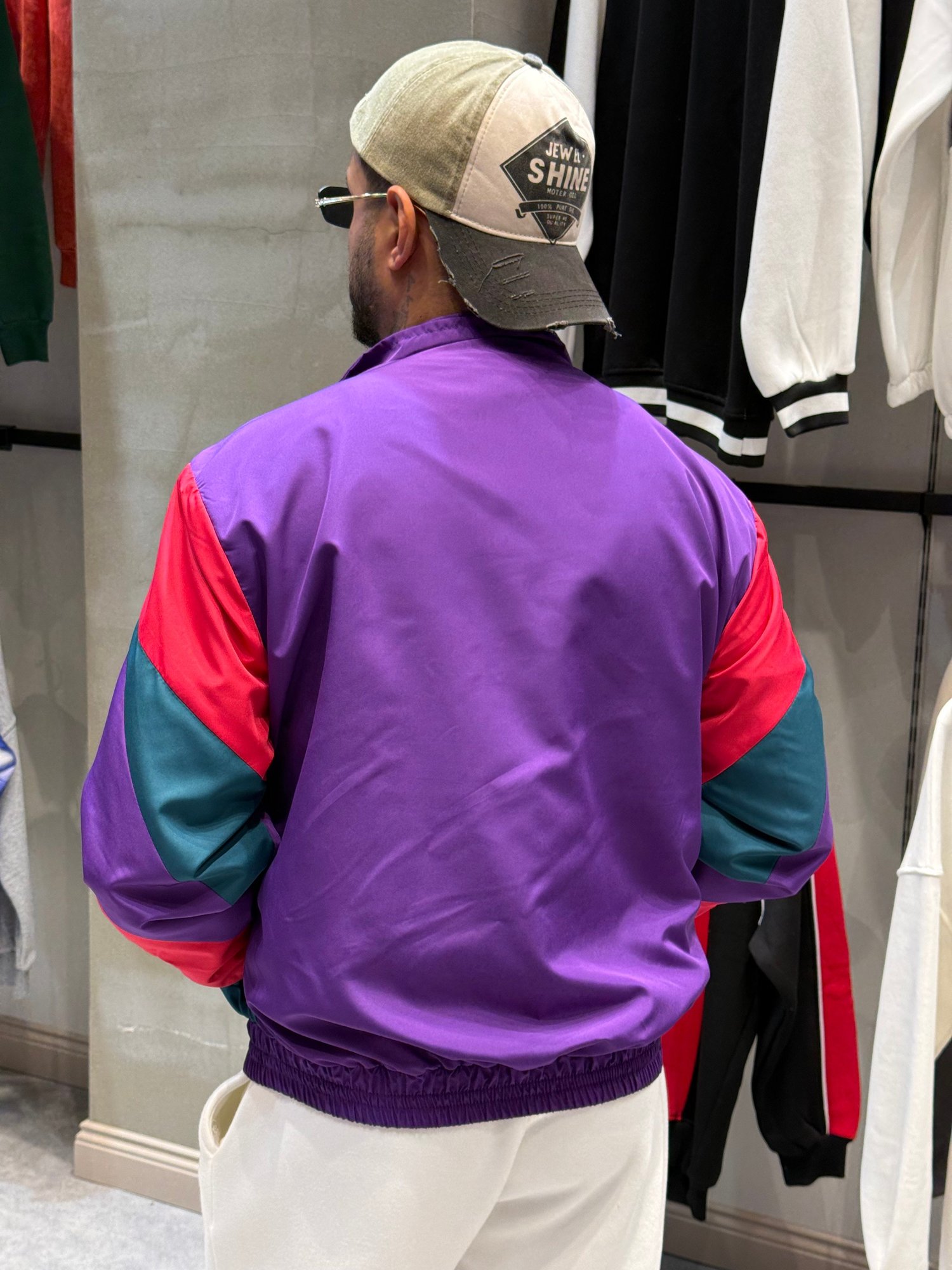 80'ler Model Erkek Oversize Retro Renk Bloklu Fermuarlı Paraşüt Ceket – Ön Sipariş