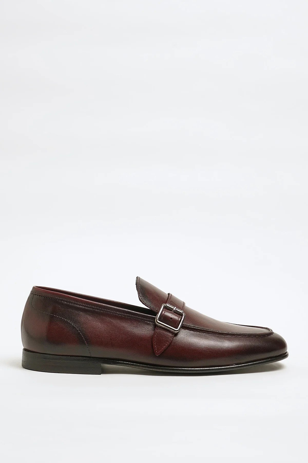 Alex Model Hakiki Natural Deri Kösele Taban Loafer Ayakkabı - BORDO