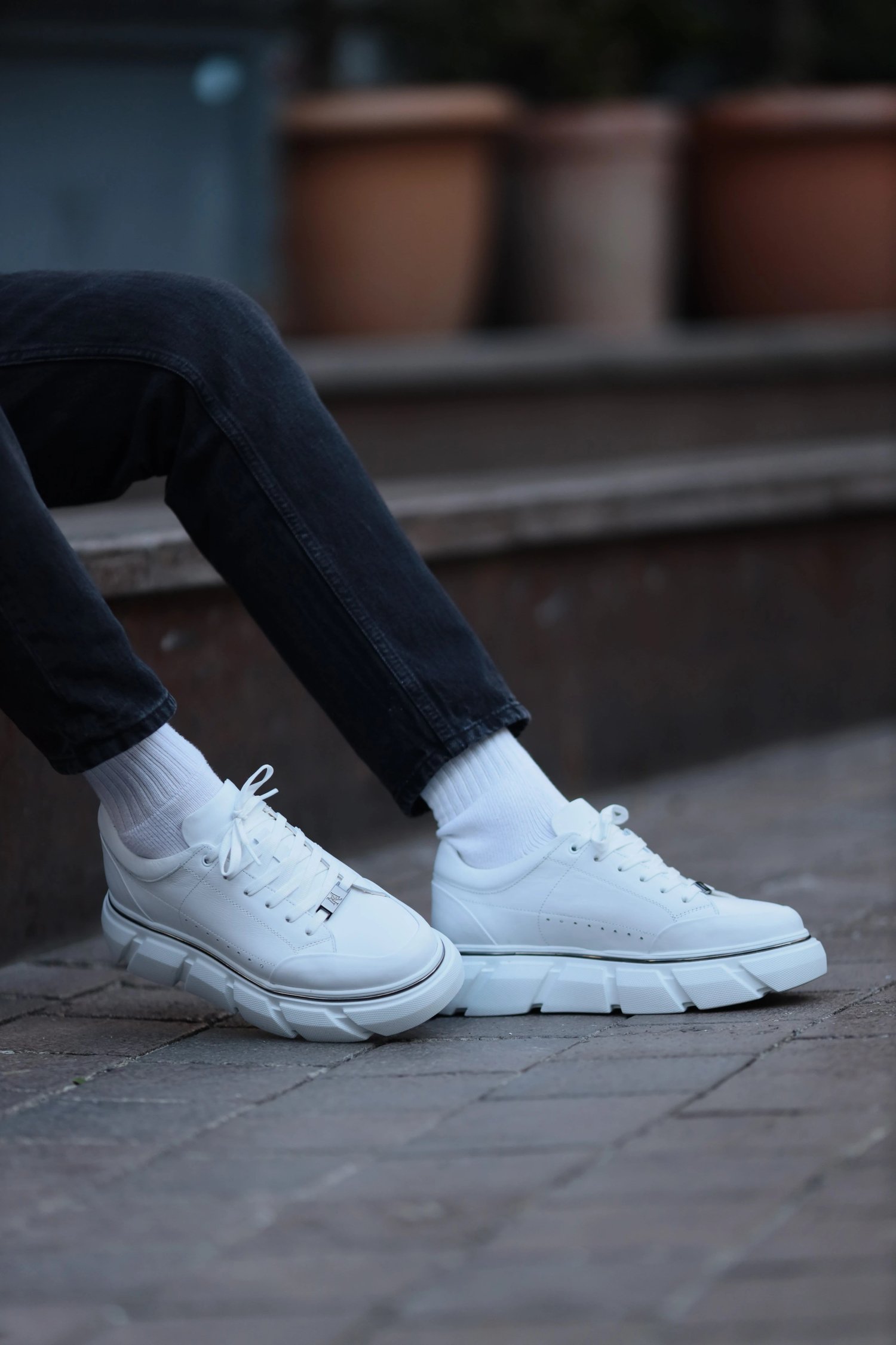 Alfred Model Hakiki Natural Deri İthal Taban Sneaker Ayakkabı - BEYAZ