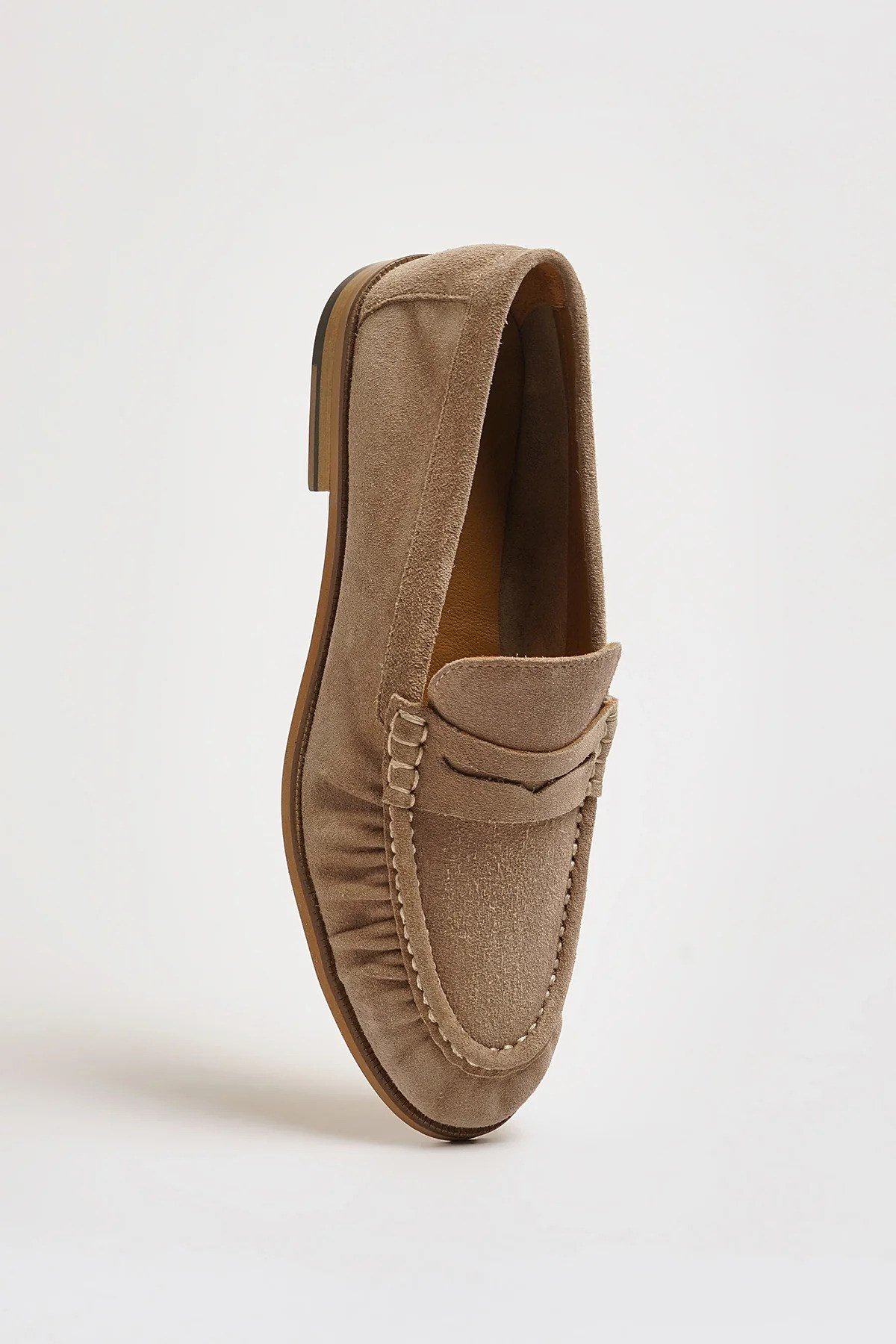 Amory V2 Model Hakiki Süet Deri Neolitik Taban Loafer Ayakkabı - BEJ