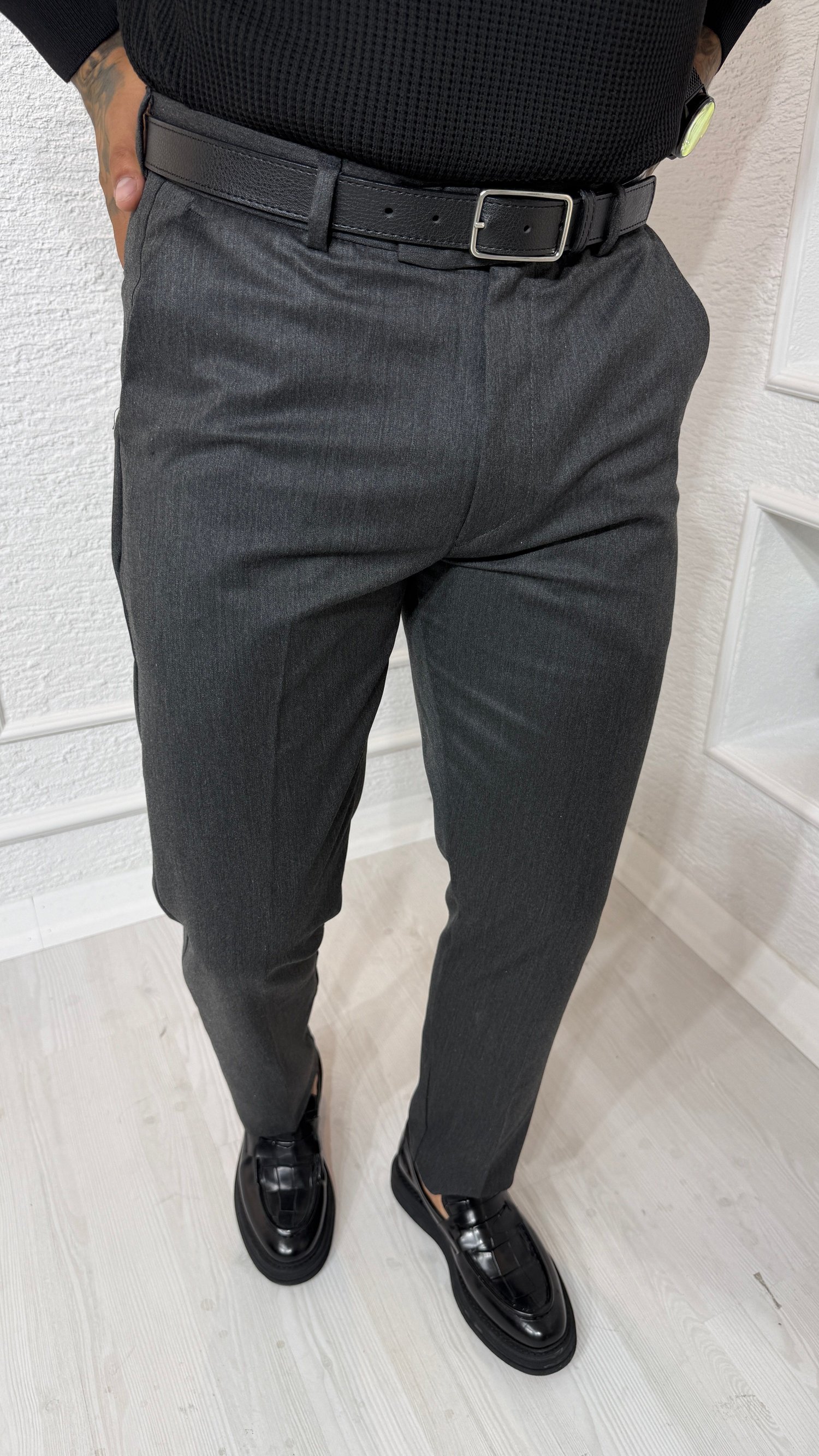 Antrasit Slim Fit Klasik Kumaş Pantolon