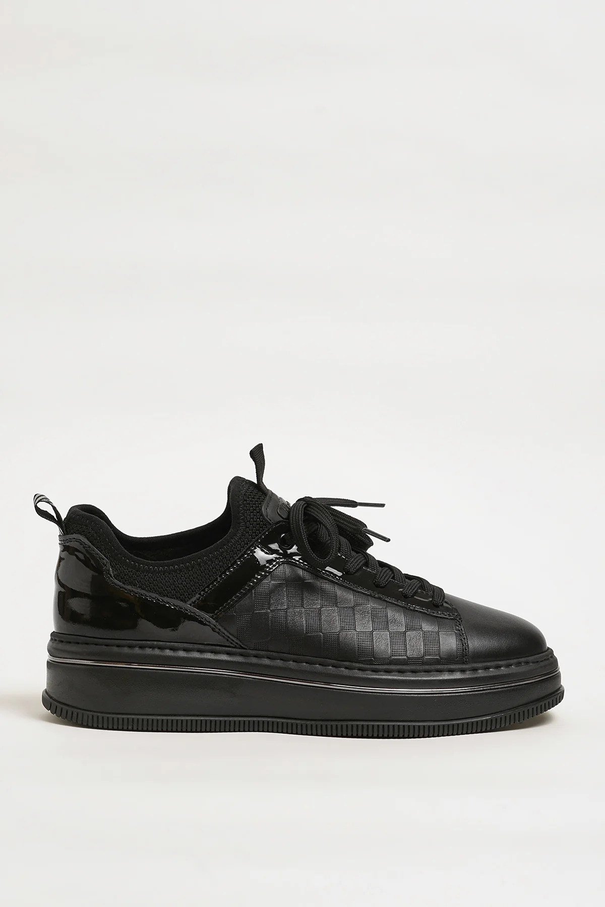 Asap Model Hakiki Kombinasyonlu Deri İthal Taban Sneaker Ayakkabı - SİYAH