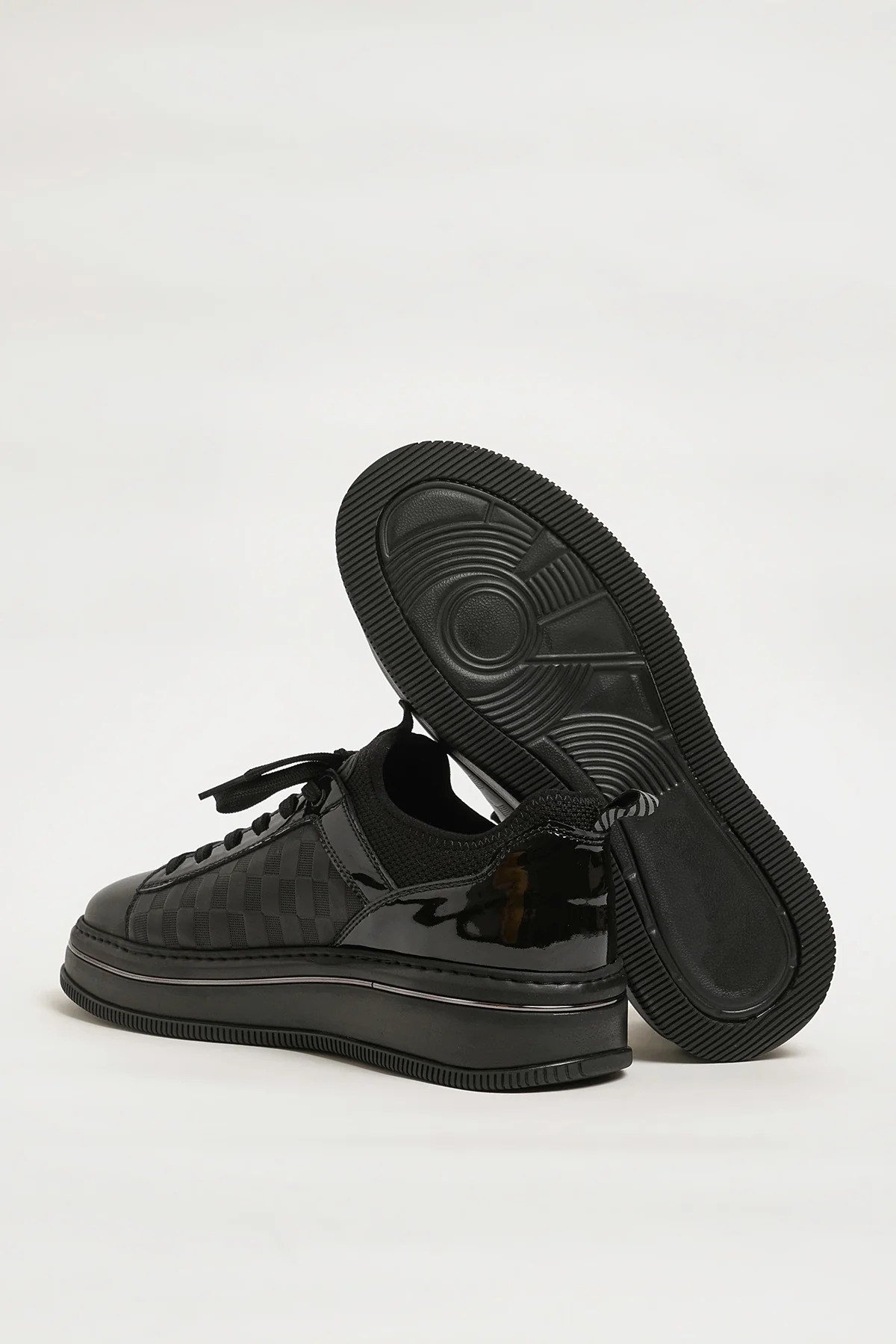 Asap Model Hakiki Kombinasyonlu Deri İthal Taban Sneaker Ayakkabı - SİYAH