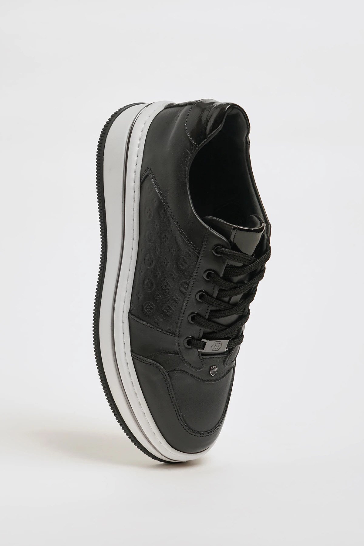 Benjamin Model İthal Taban Hakiki Kombinasyonlu Deri Sneaker Ayakkabı - SİYAH