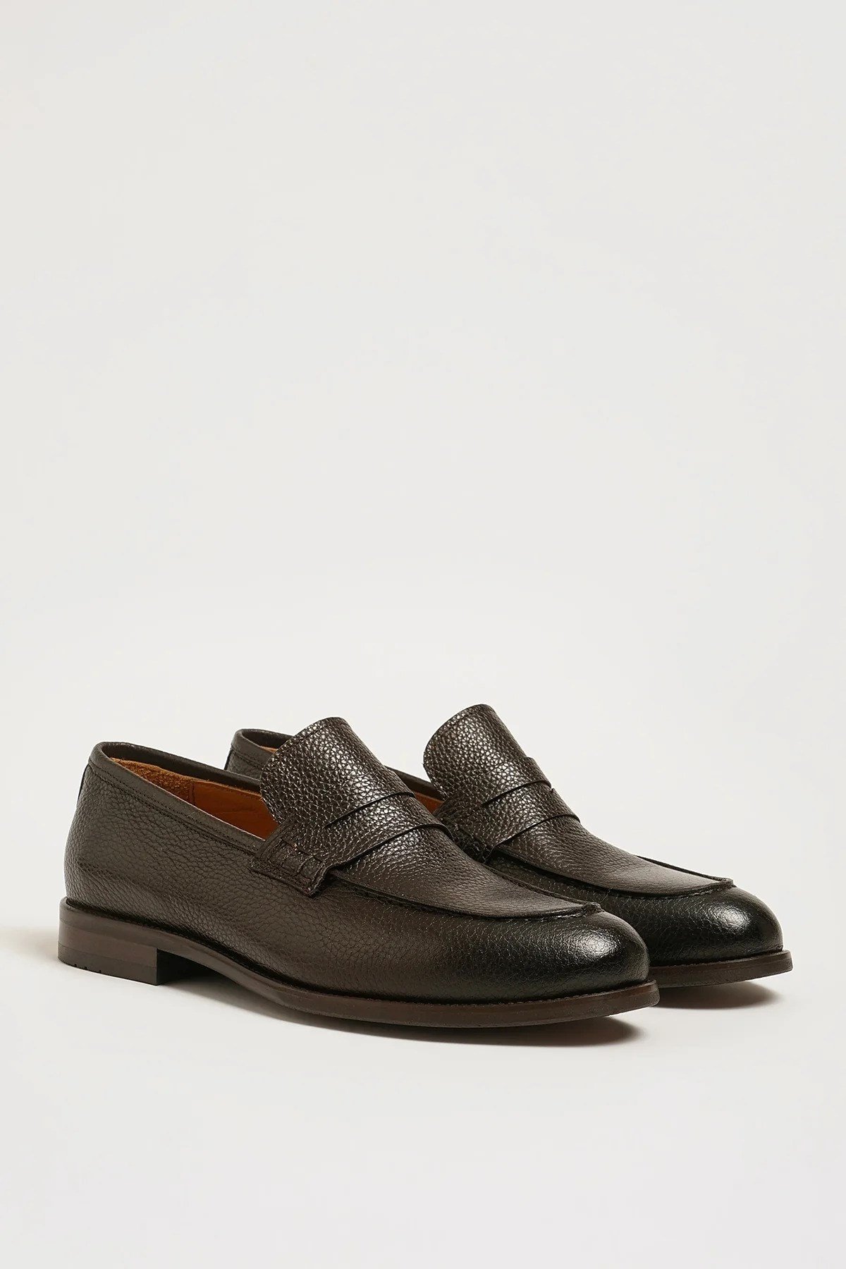 Bernard Model Hakiki Floater Deri Neolitik Taban Loafer Ayakkabı - KAHVERENGİ