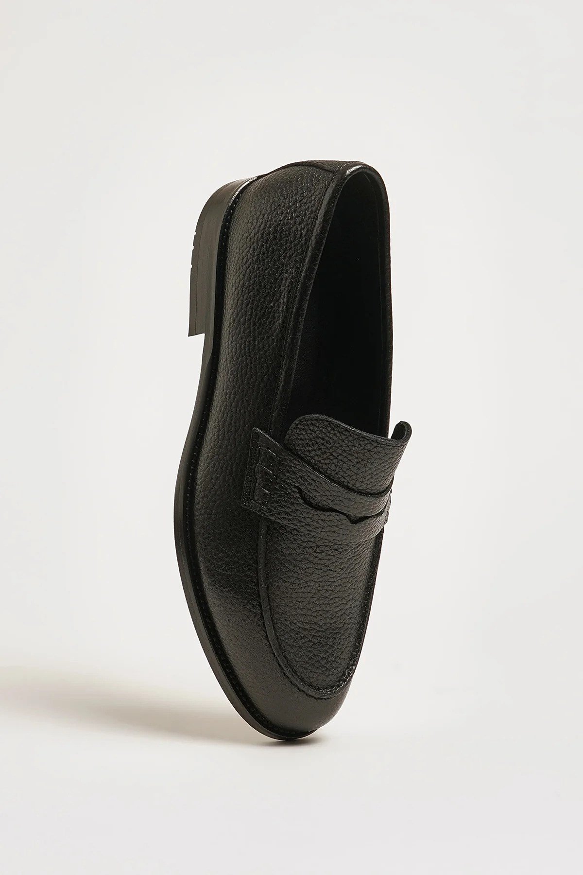 Bernard Model Hakiki Floater Deri Neolitik Taban Loafer Ayakkabı - SİYAH