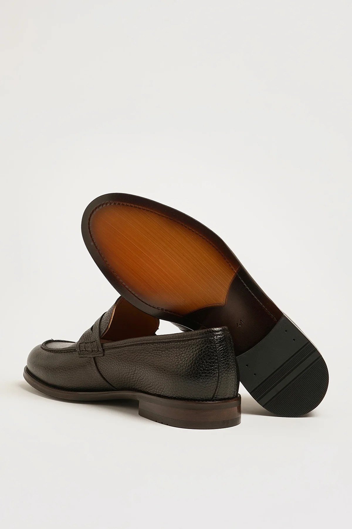 Bernard Model Hakiki Floater Deri Neolitik Taban Loafer Ayakkabı - KAHVERENGİ