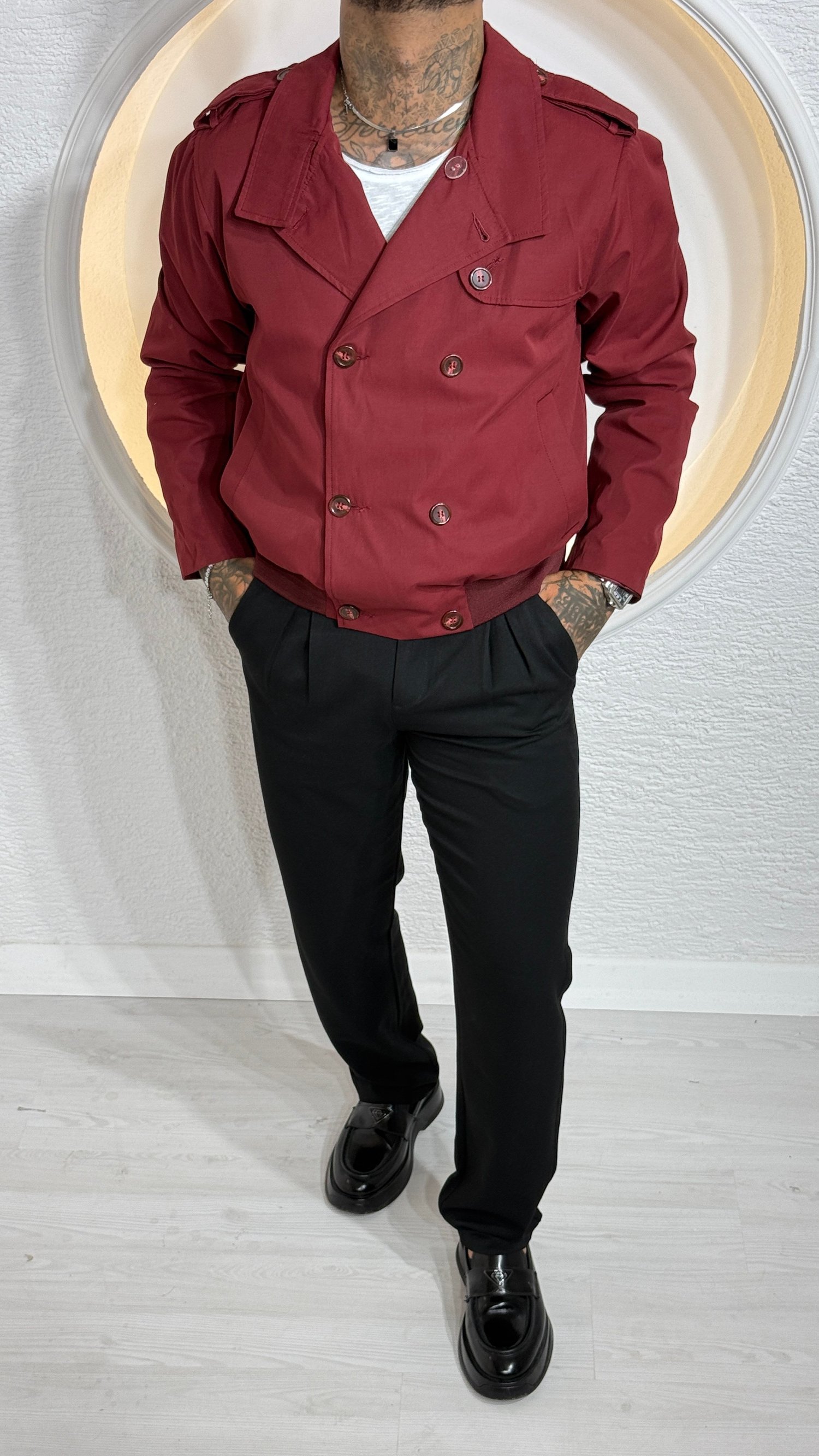 BORDO BELBOY DÜĞMELİ TRENÇKOT