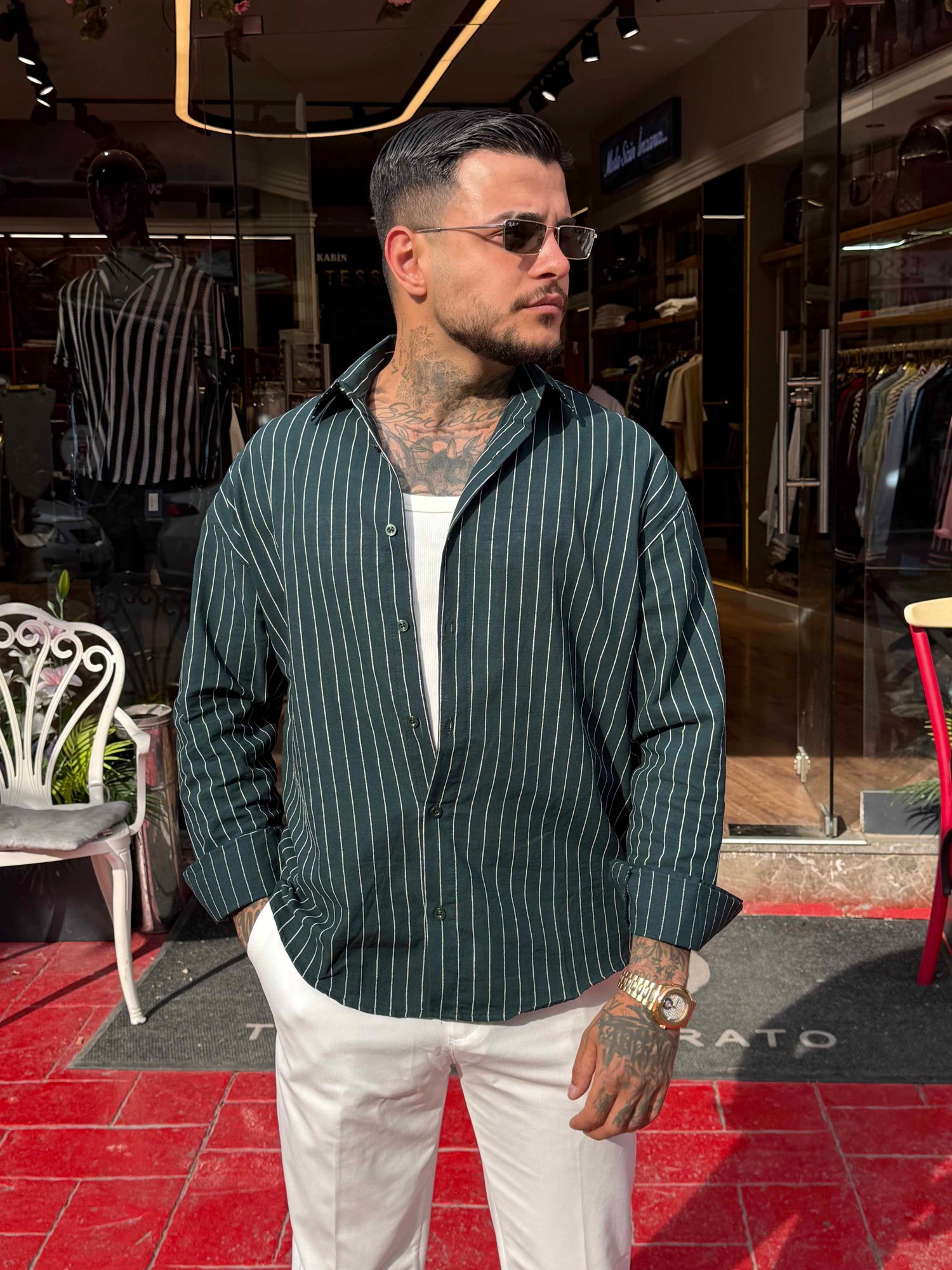 Çizgili Oversize Gömlek
