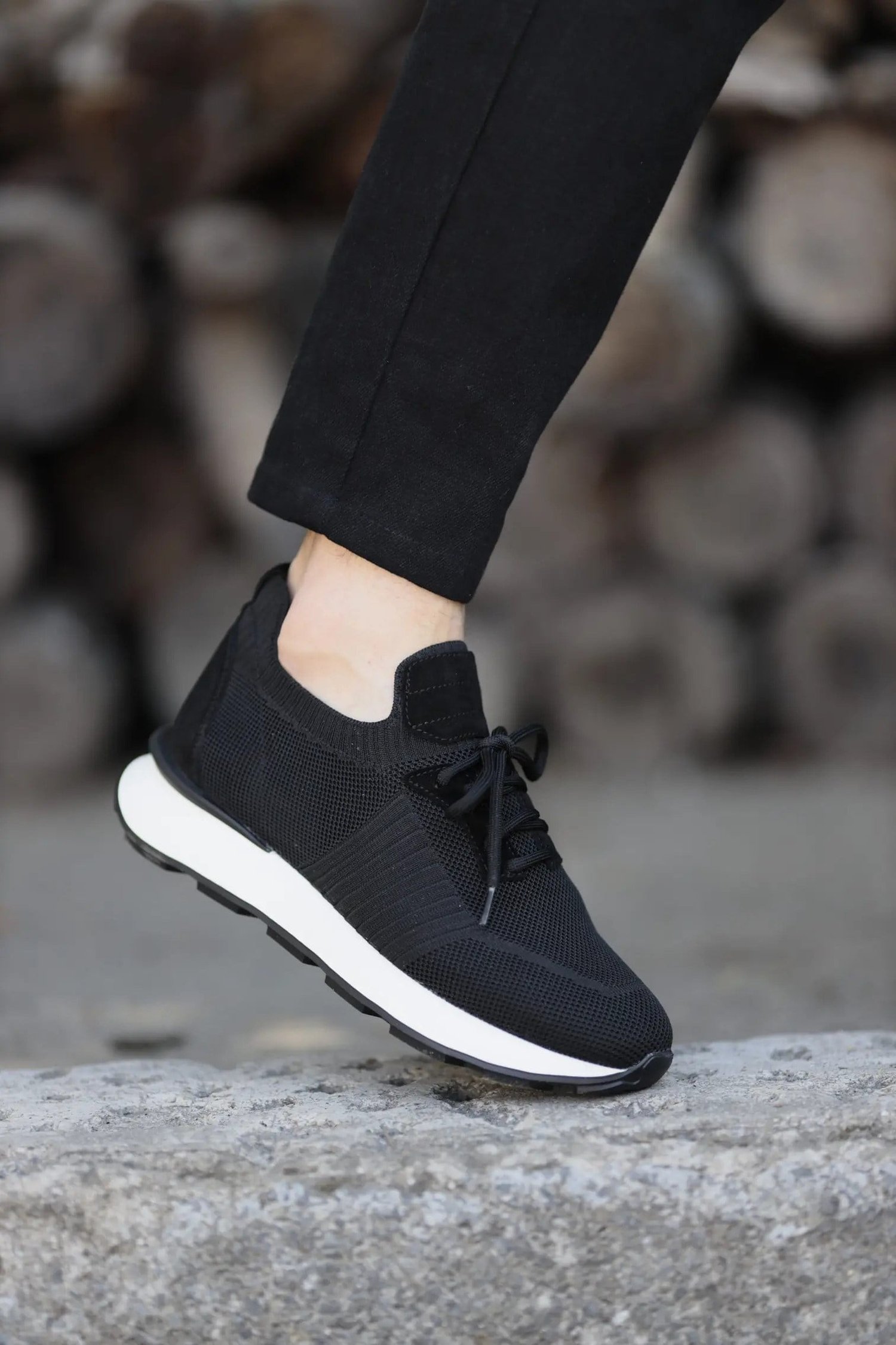 Darsi Model Örme Kumaş Eva Taban Sneaker Ayakkabı - SİYAH