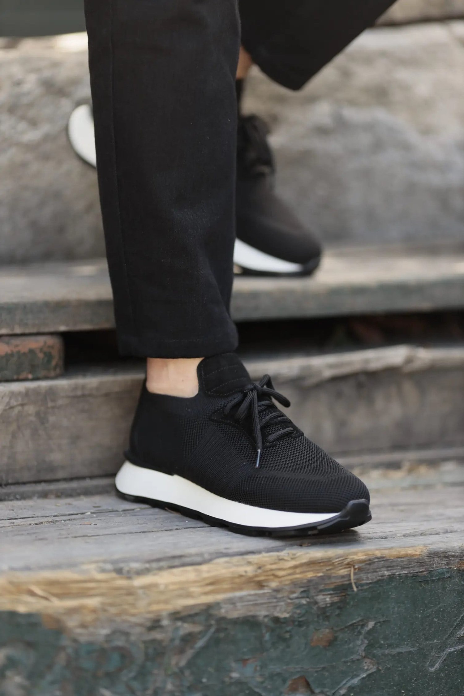 Darsi Model Örme Kumaş Eva Taban Sneaker Ayakkabı - SİYAH