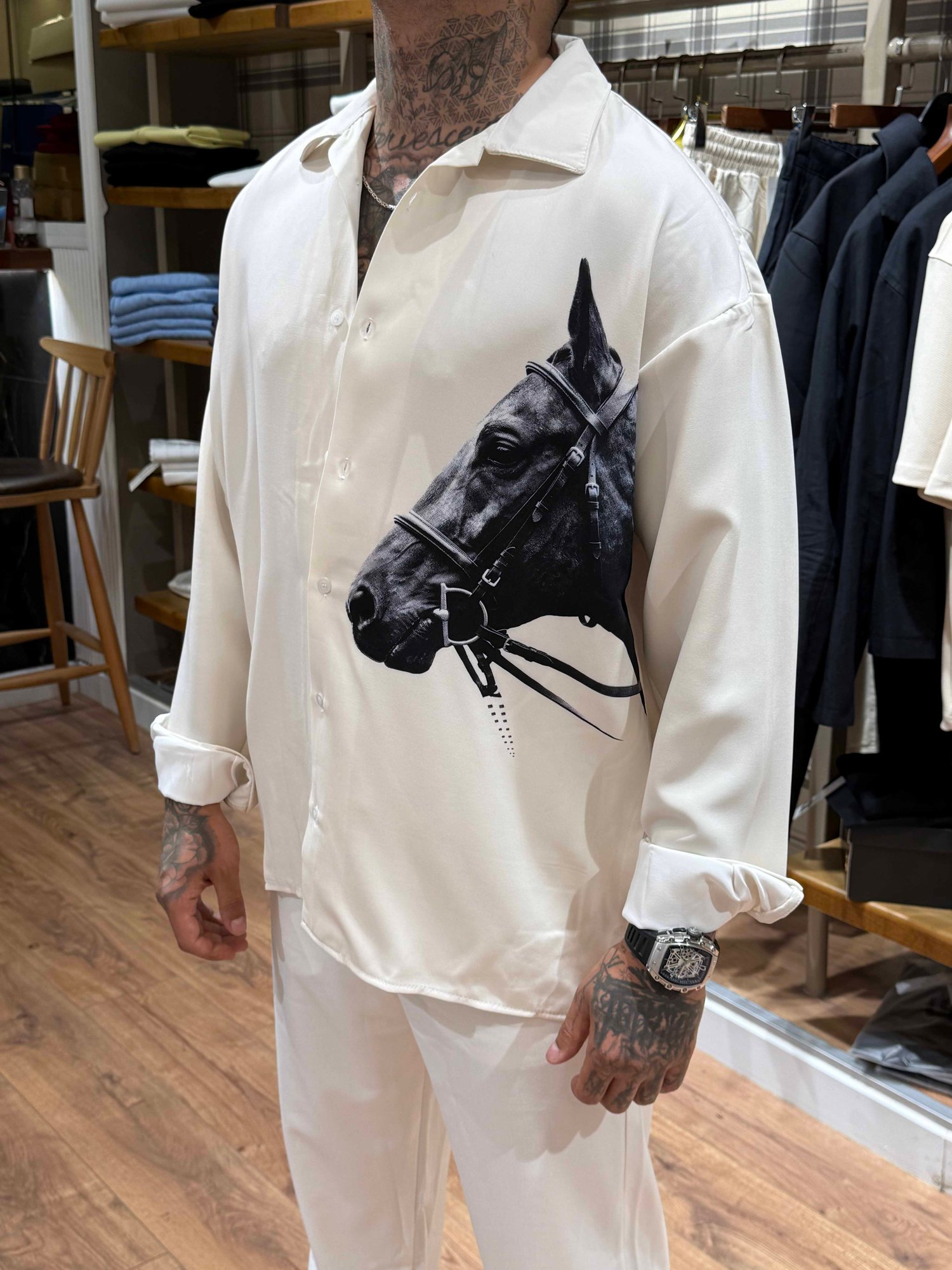 Desenli Oversize Gömlek