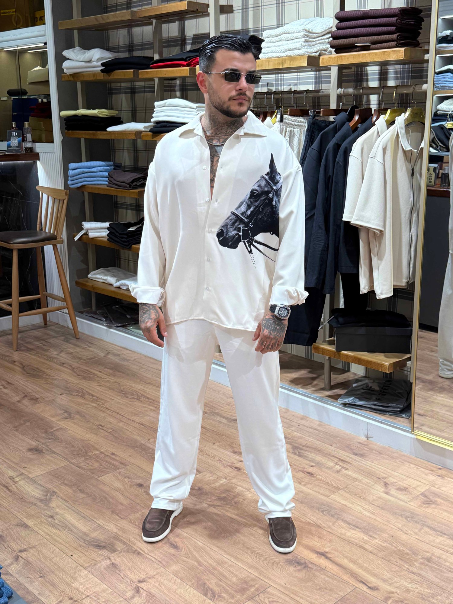 Desenli Oversize Gömlek