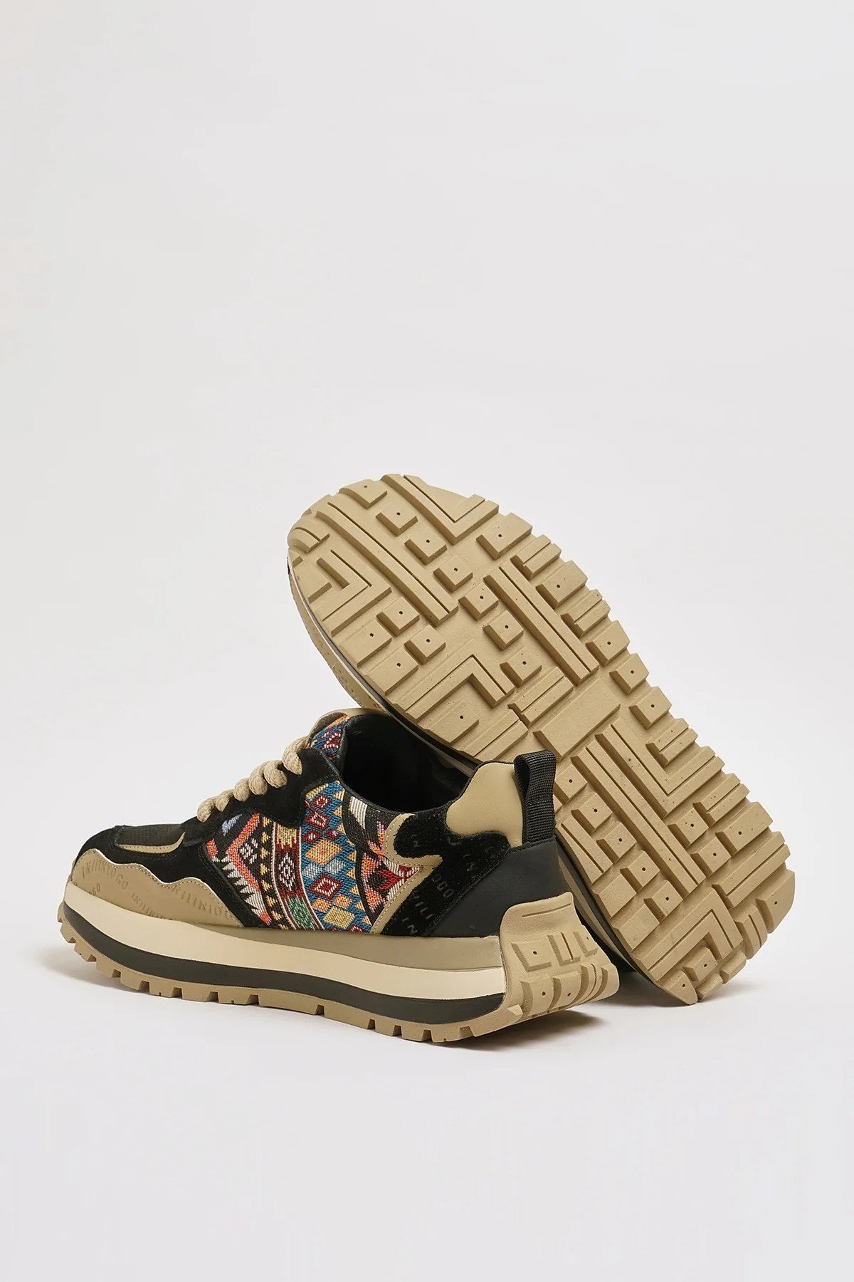 Diablo Model Hakiki Kombinasyonlu Deri İthal Taban Sneaker Ayakkabı - SİYAH