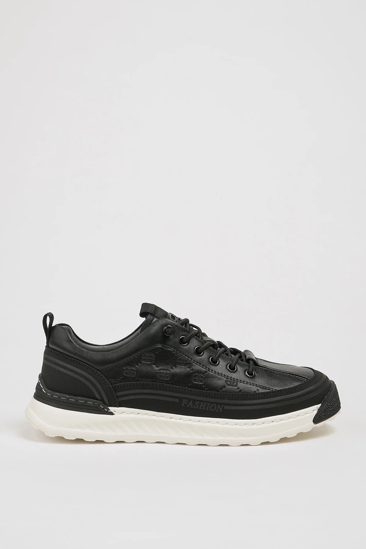 Felicity Model Kombinasyonlu Deri İthal Taban Sneaker Ayakkabı - SİYAH