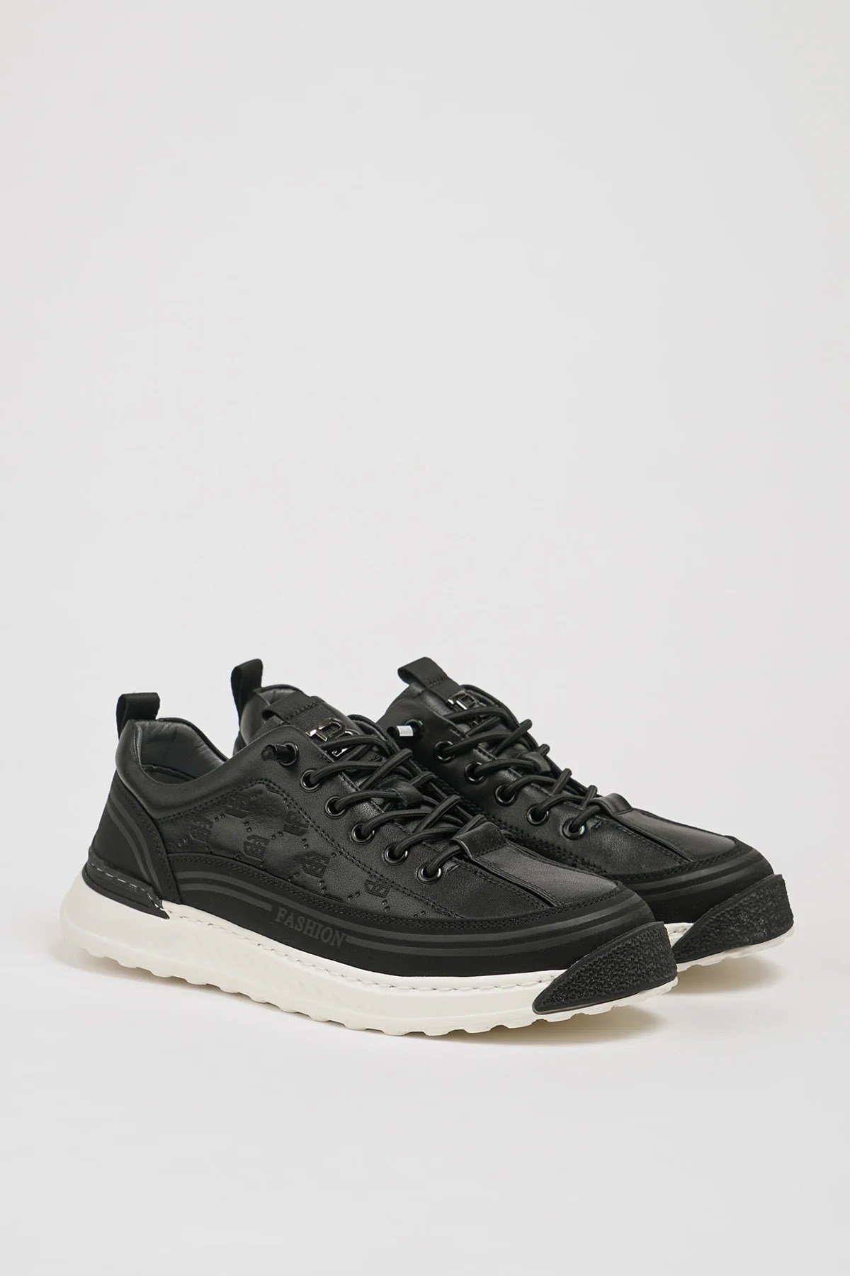 Felicity Model Kombinasyonlu Deri İthal Taban Sneaker Ayakkabı - SİYAH