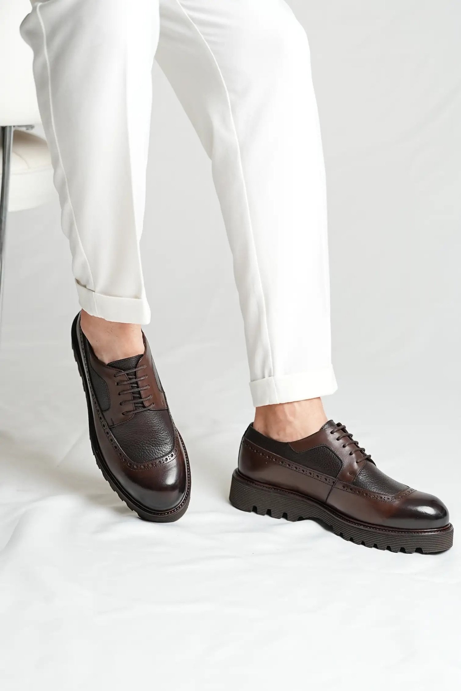 Frank Model Hakiki Natural Deri Eva Taban Casual Ayakkabı - KAHVERENGİ