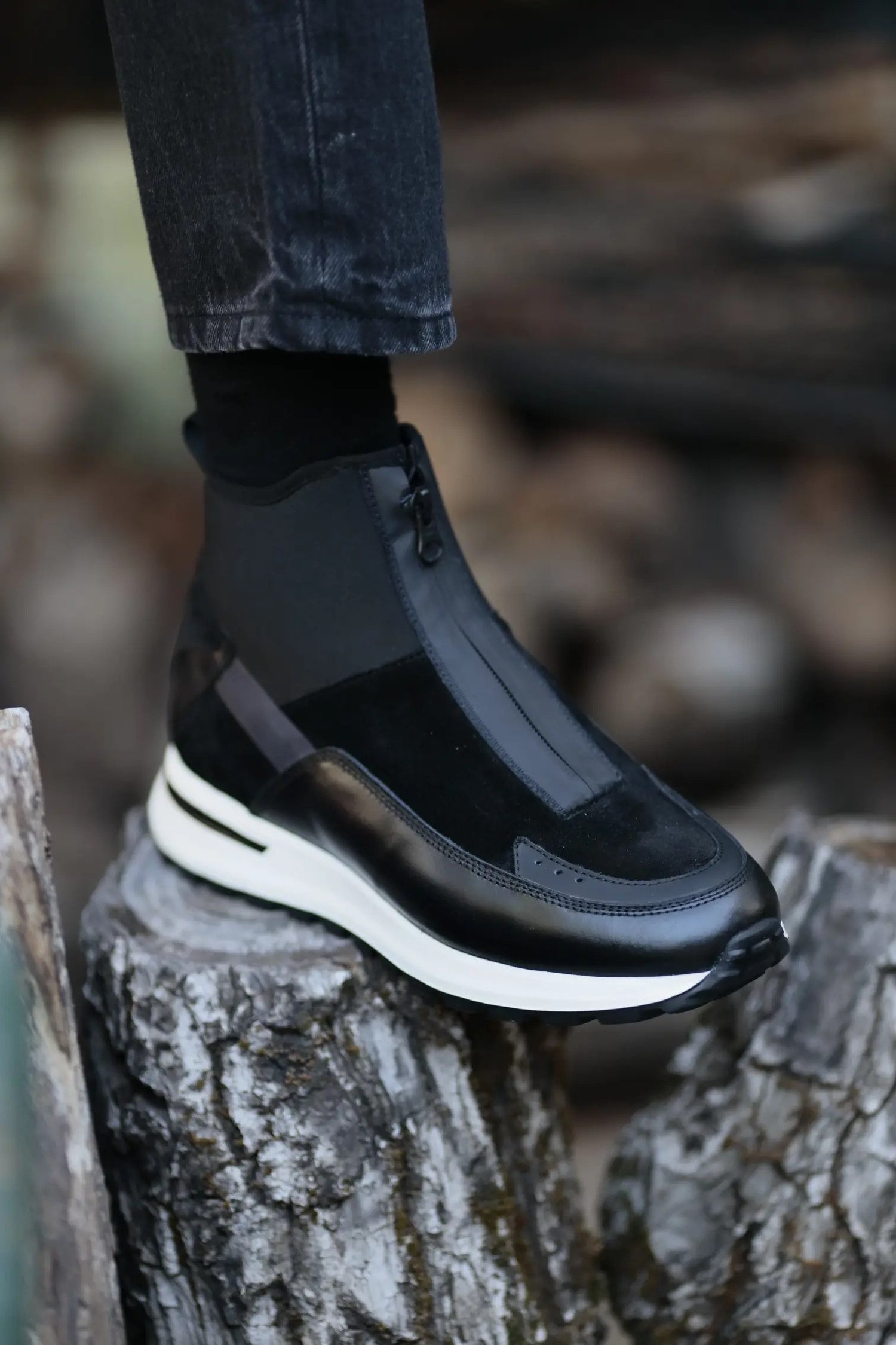 Groove Model Kombinasyonlu Deri Eva Taban Bot - SİYAH