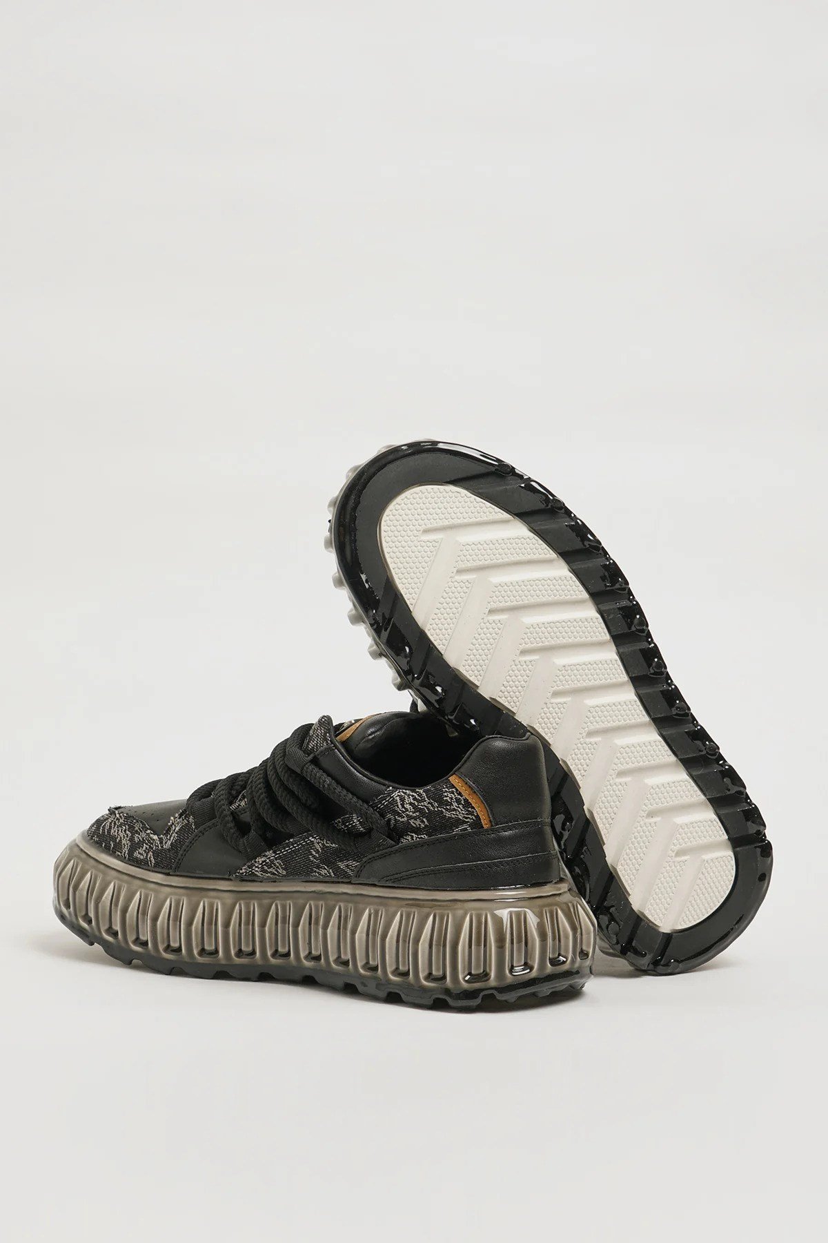 Hernan Model İthal Taban Kombinasyonlu Deri Sneaker Ayakkabı - SİYAH
