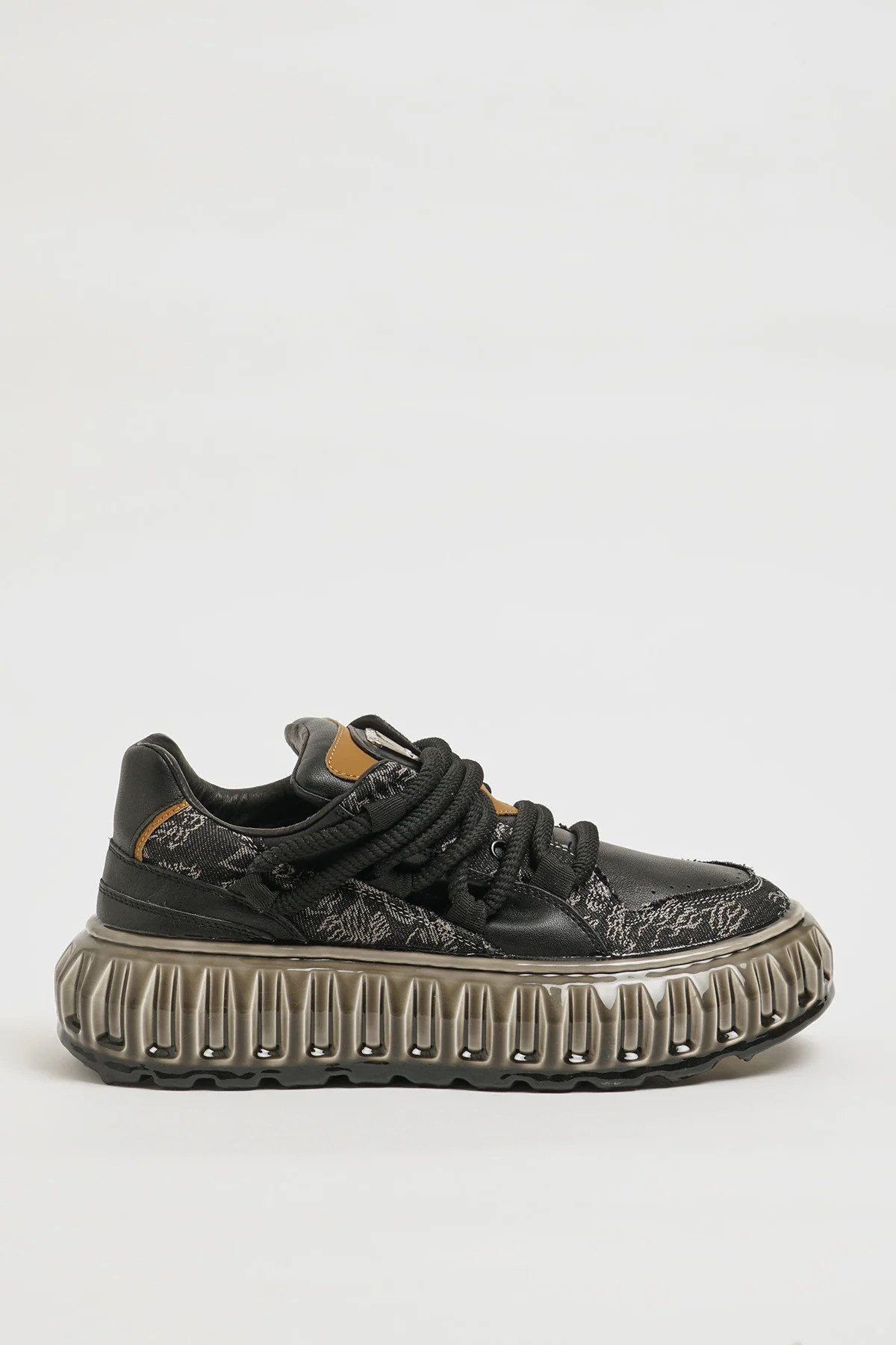Hernan Model İthal Taban Kombinasyonlu Deri Sneaker Ayakkabı - SİYAH