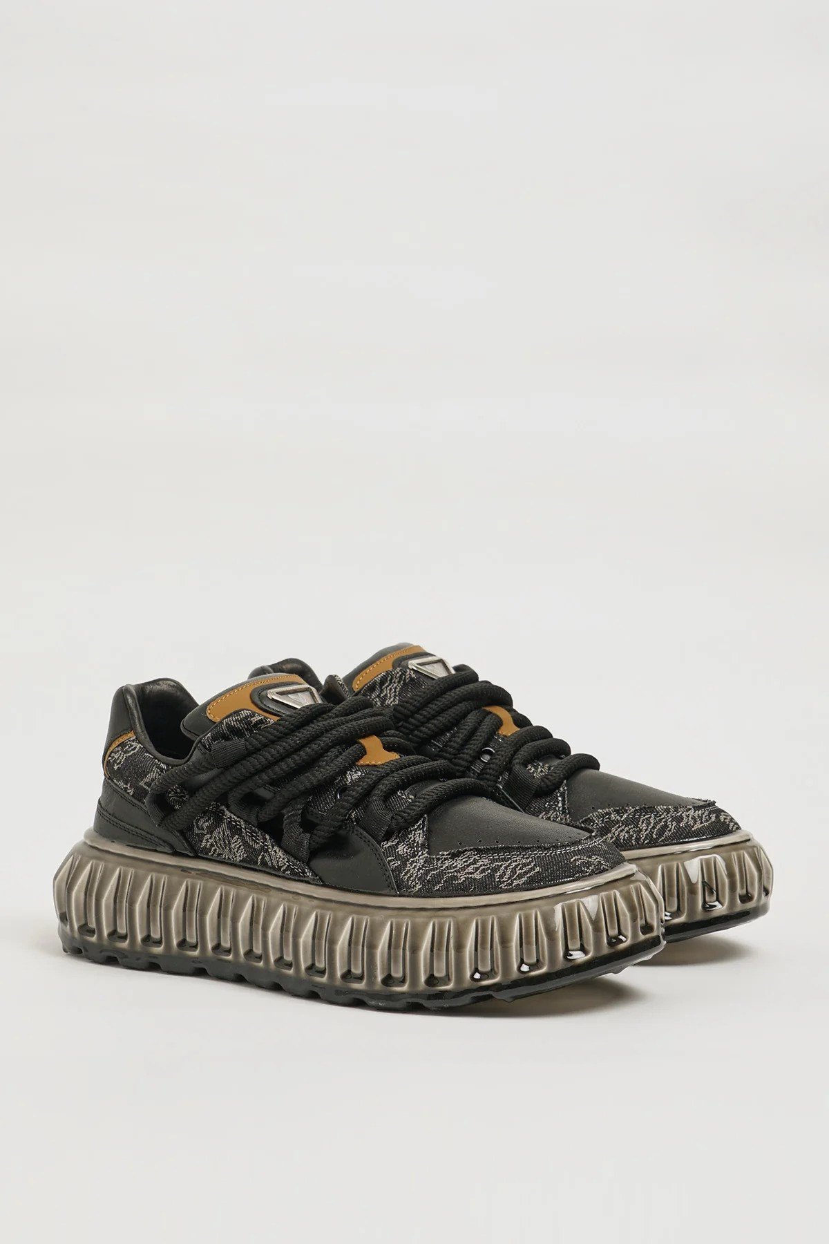 Hernan Model İthal Taban Kombinasyonlu Deri Sneaker Ayakkabı - SİYAH