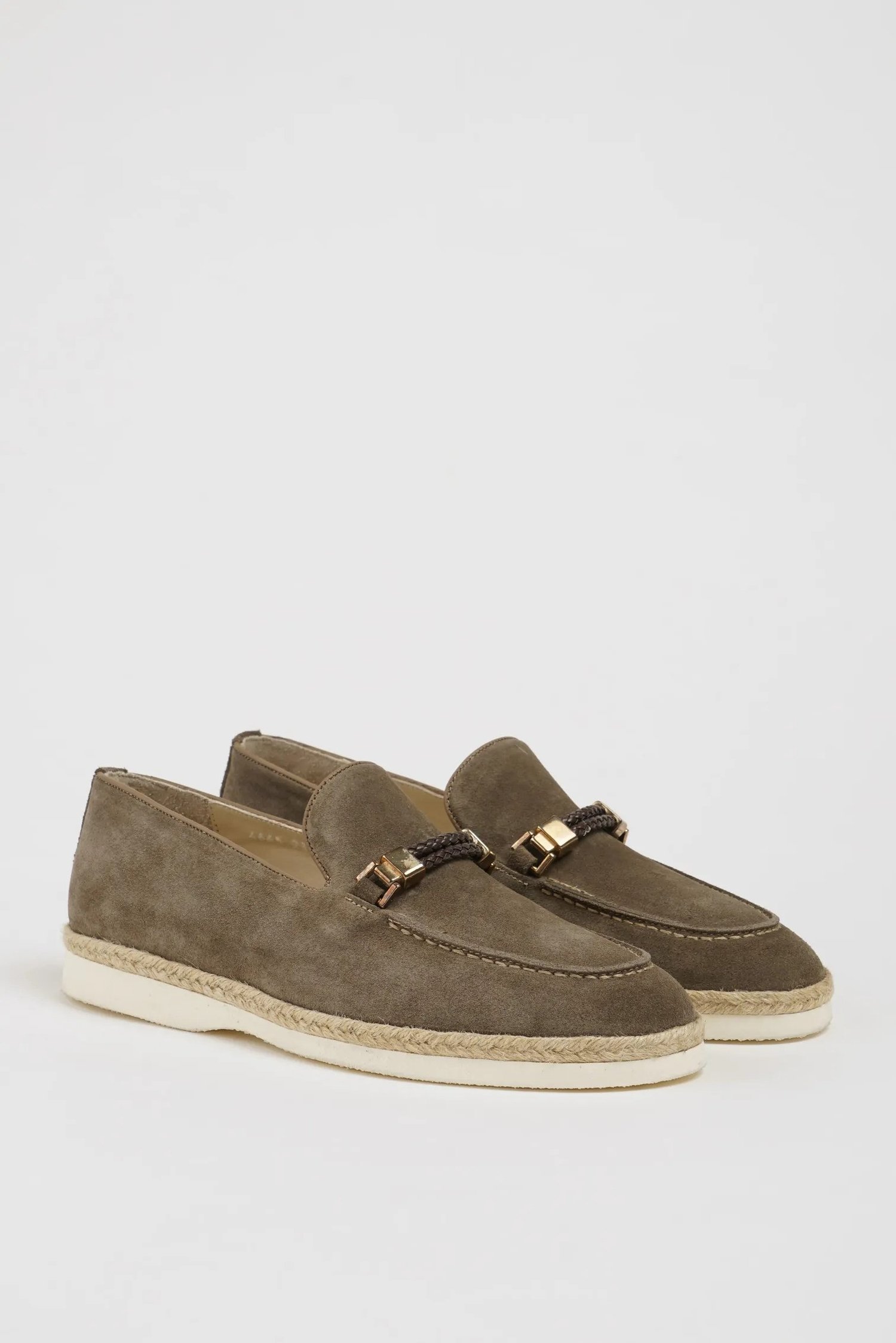 Hunter Model Süet Deri Hasır Taban Loafer Ayakkabı - BEJ
