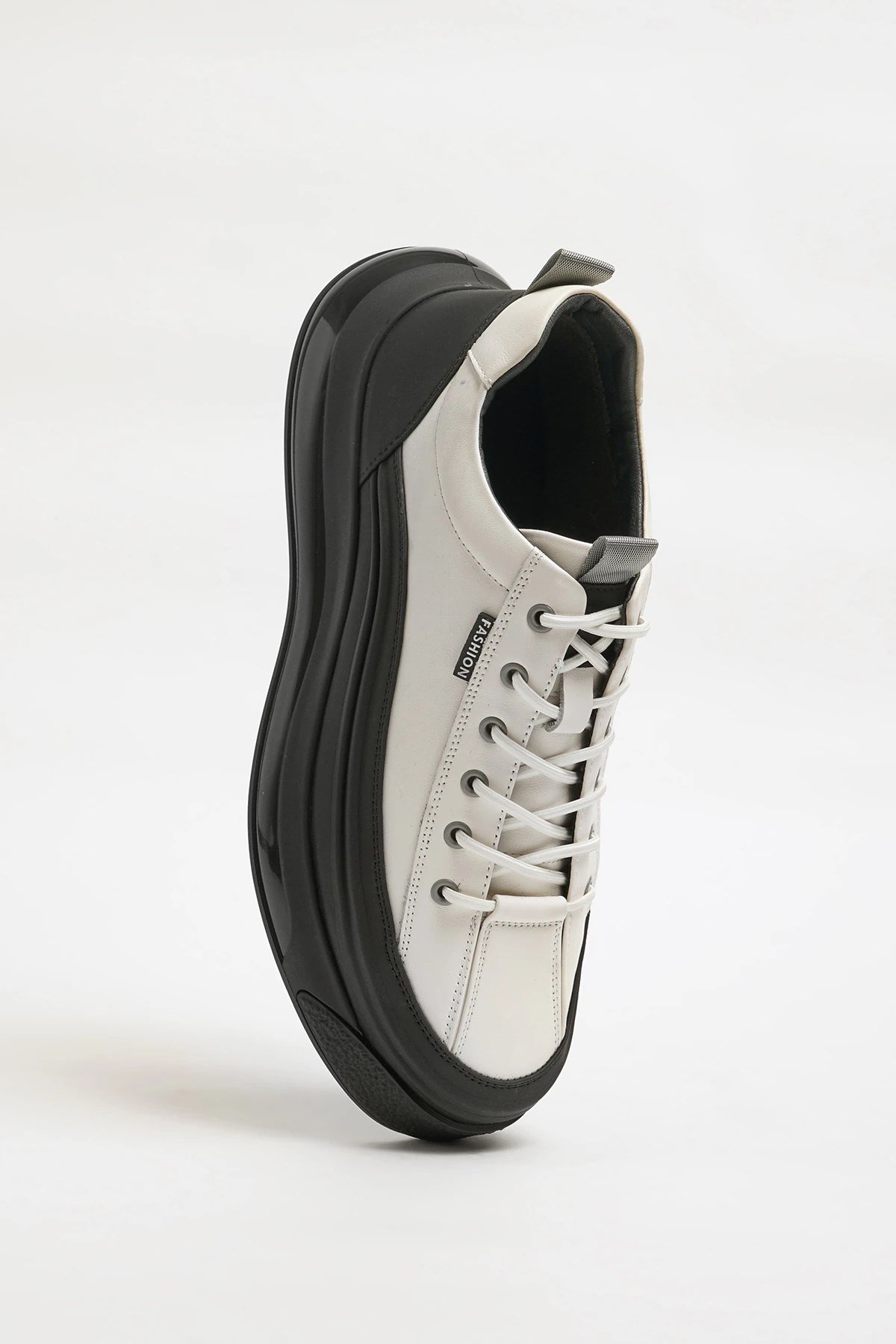 Jeremh Model Kombinasyonlu Deri İthal Taban Sneaker Ayakkabı - BEYAZ