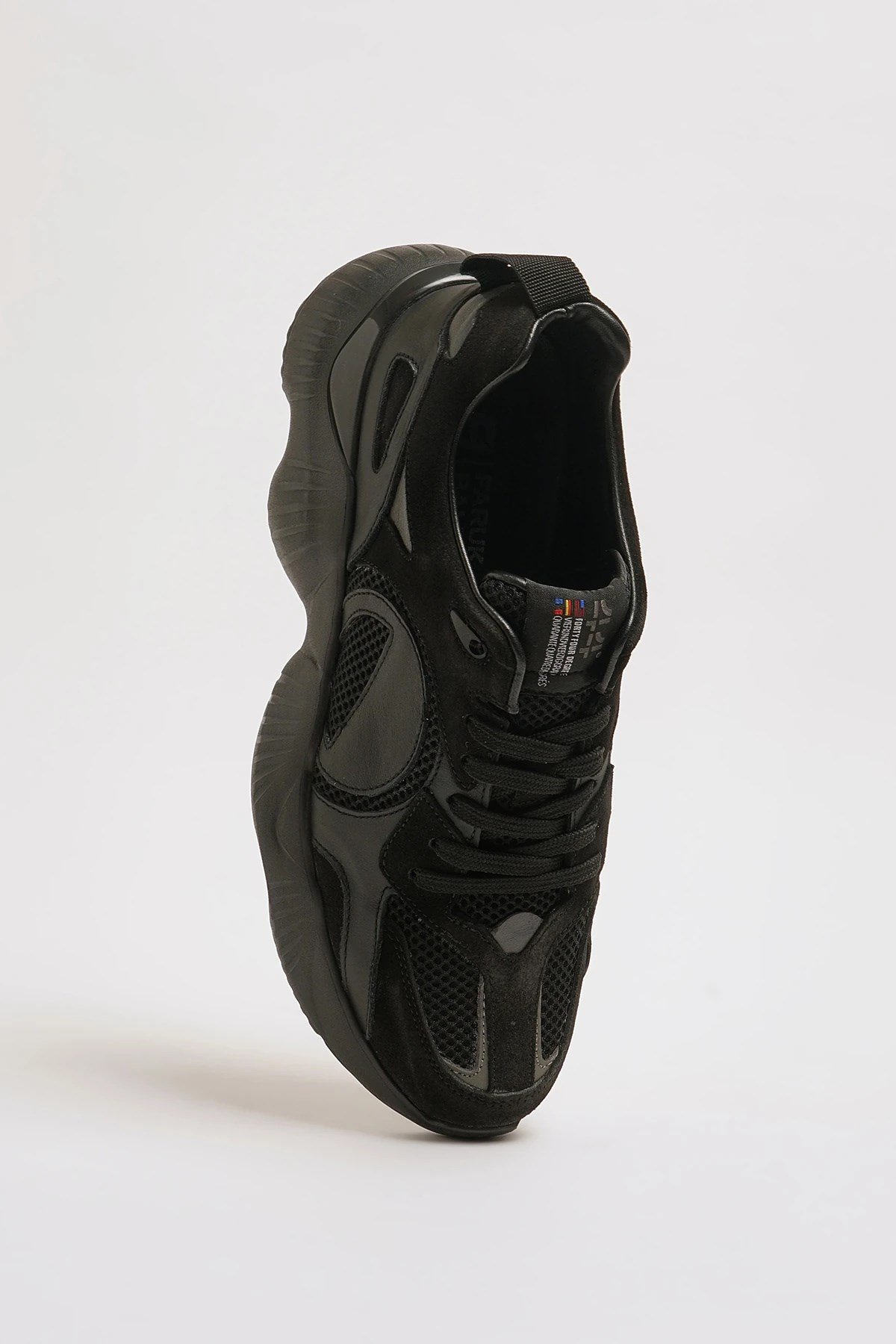 John Model Hakiki Kombinasyonlu Deri İthal Taban Sneaker Ayakkabı - SİYAH