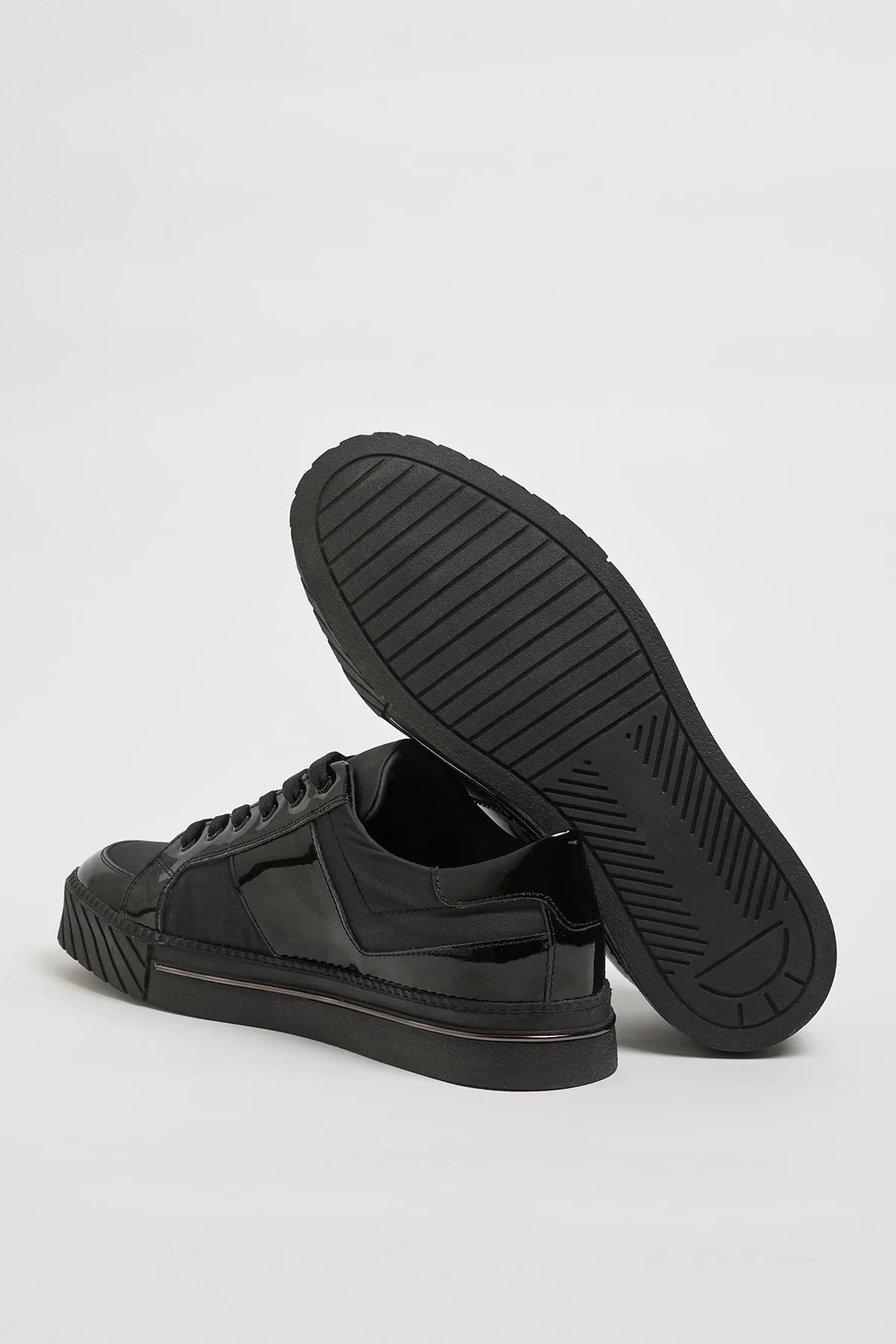 Kanada Model Kombinasyonlu Deri İthal Taban Sneaker Ayakkabı - SİYAH