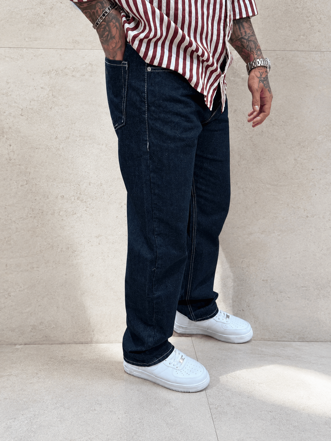 Koyu Lacivert Baggy Jean Pantolon