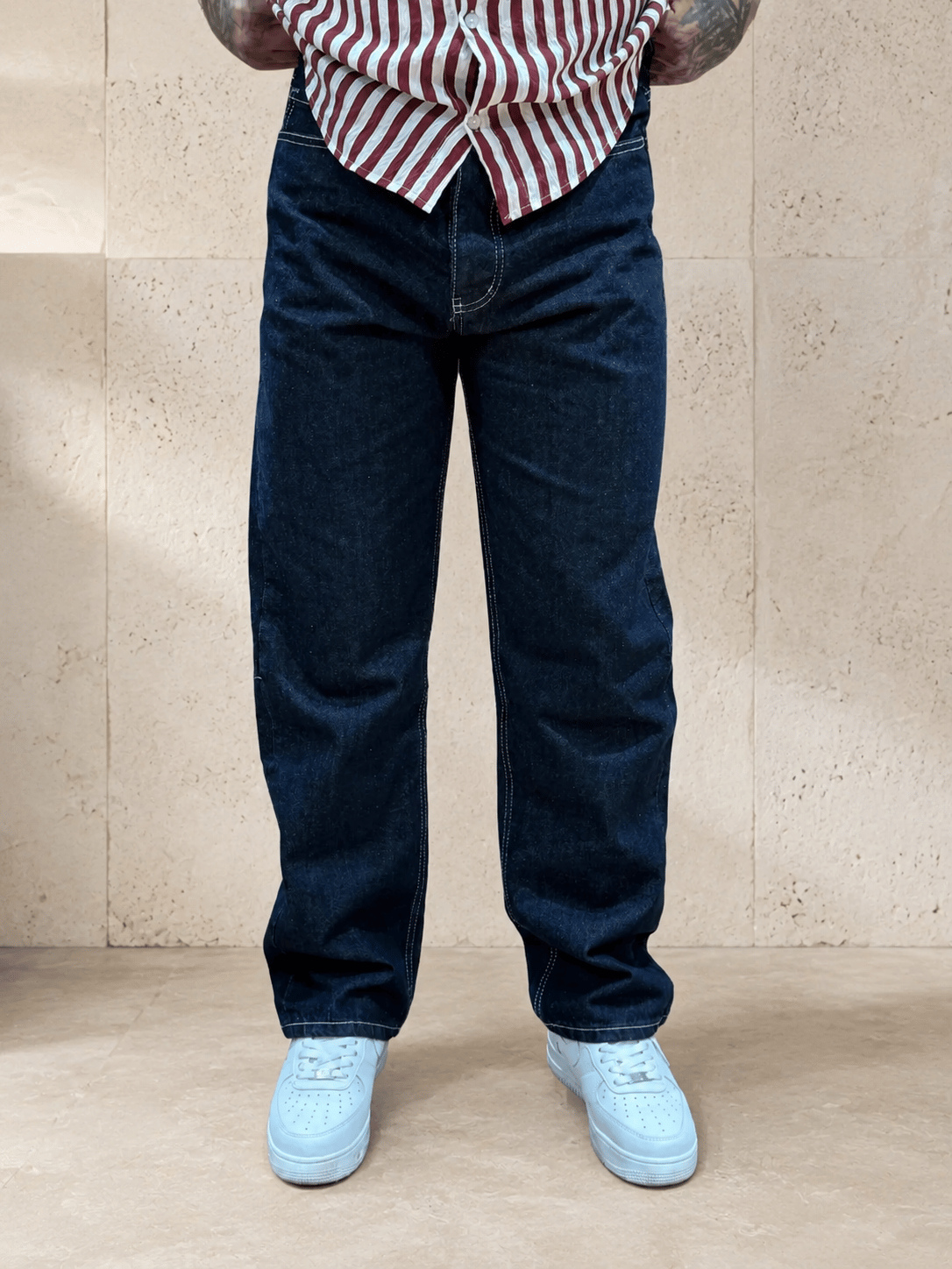 Koyu Lacivert Baggy Jean Pantolon